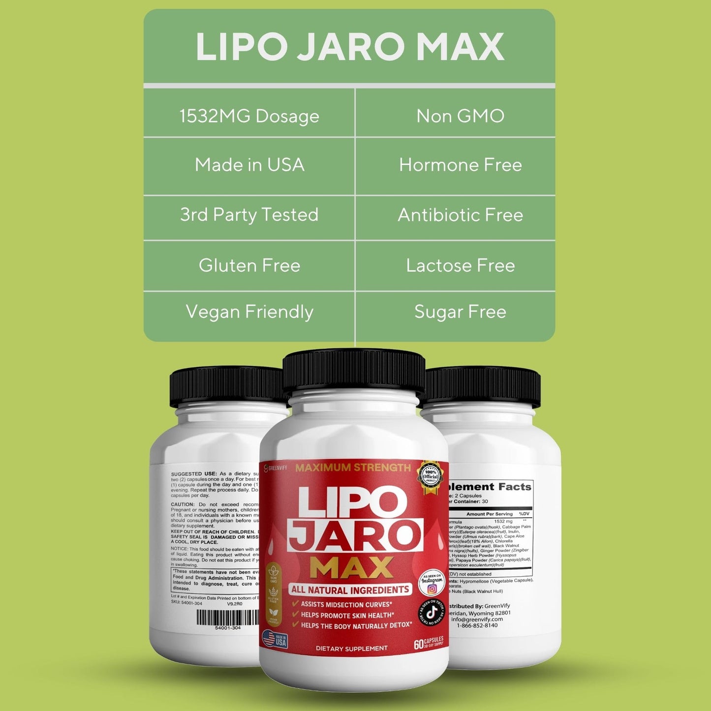 GREENVIFY Lipo Jaro Max Dietary Supplement 60 Capsules