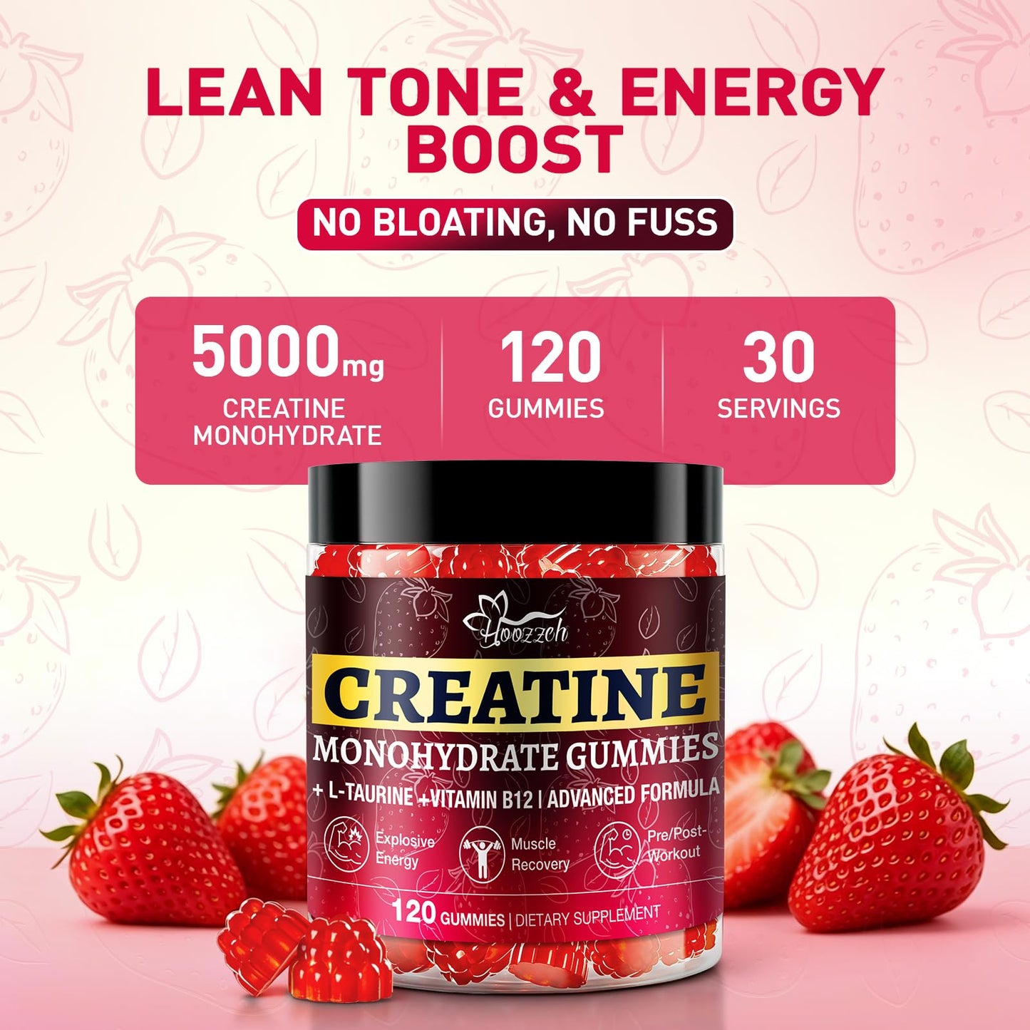 Hoozzch Creatine Gummies for Women 120 Count
