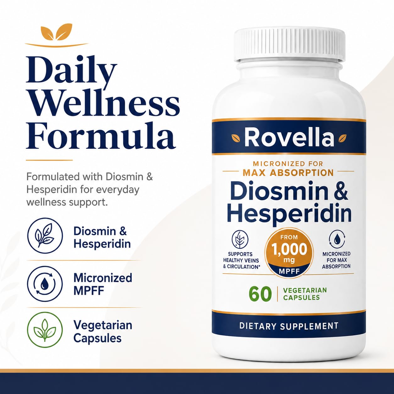 Rovella Diosmin & Hesperidin Capsules, 60 Count