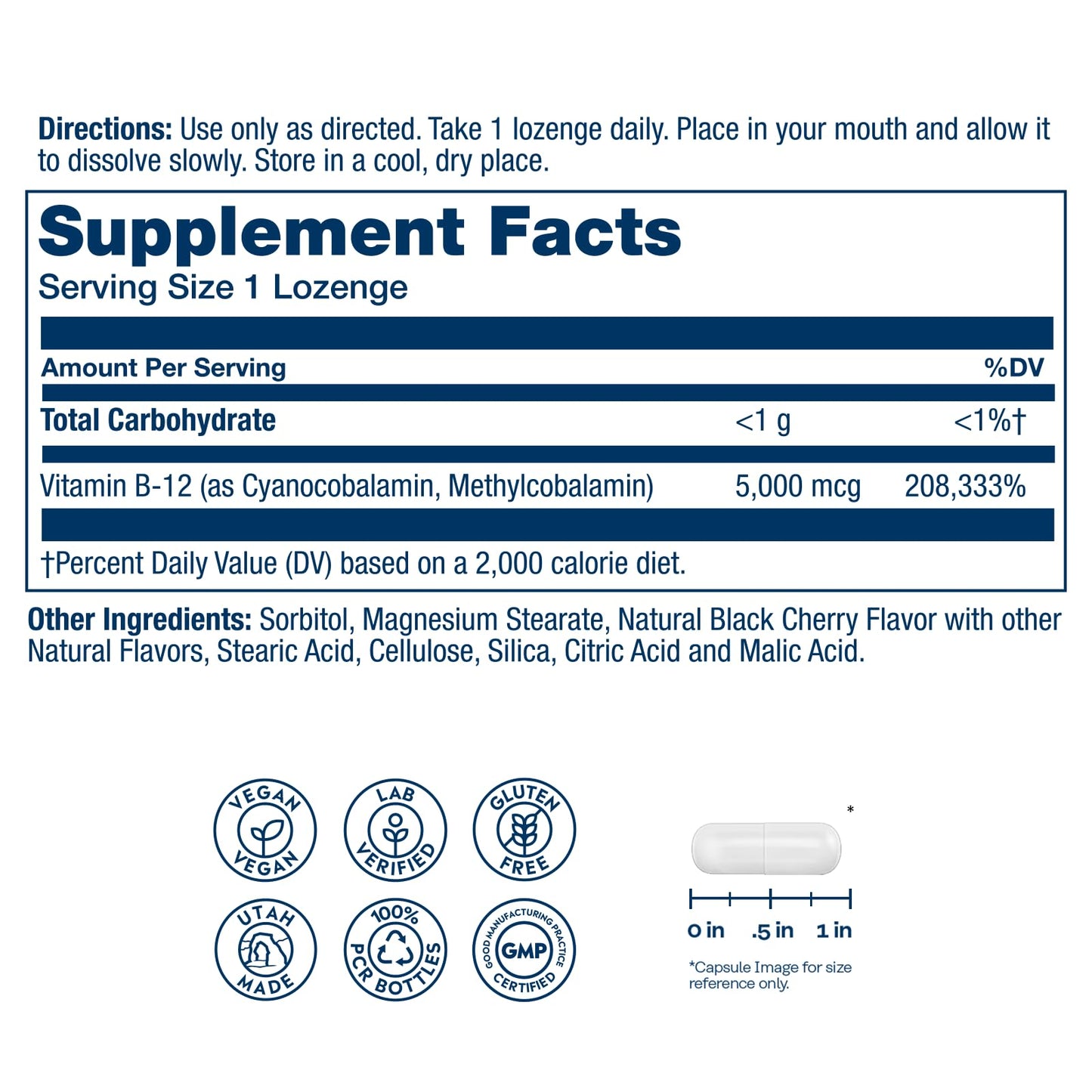 Solaray Vitamin B-12 5000mcg Lozenges, 30 Count