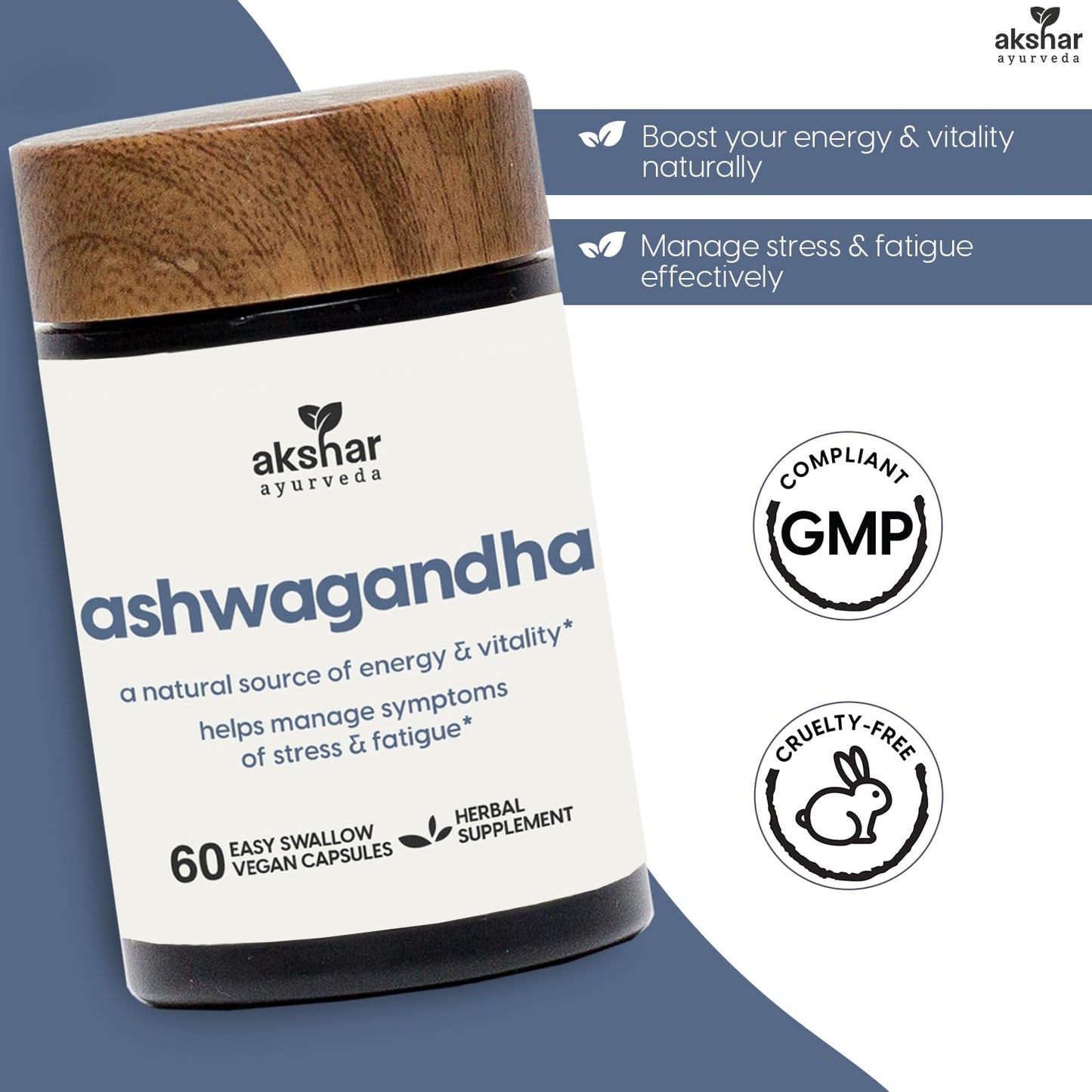 AKSHAR Ashwagandha Capsules, 60 Count