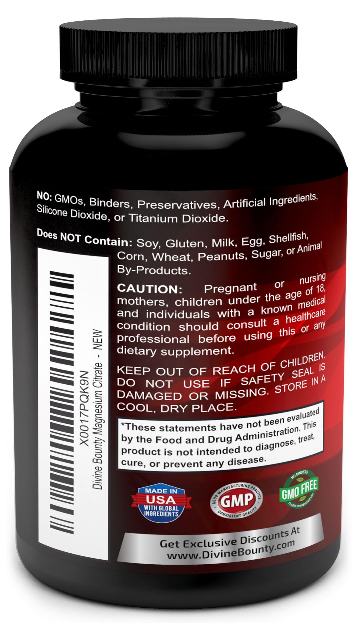 Divine Bounty Magnesium Citrate Capsules, 120 Count