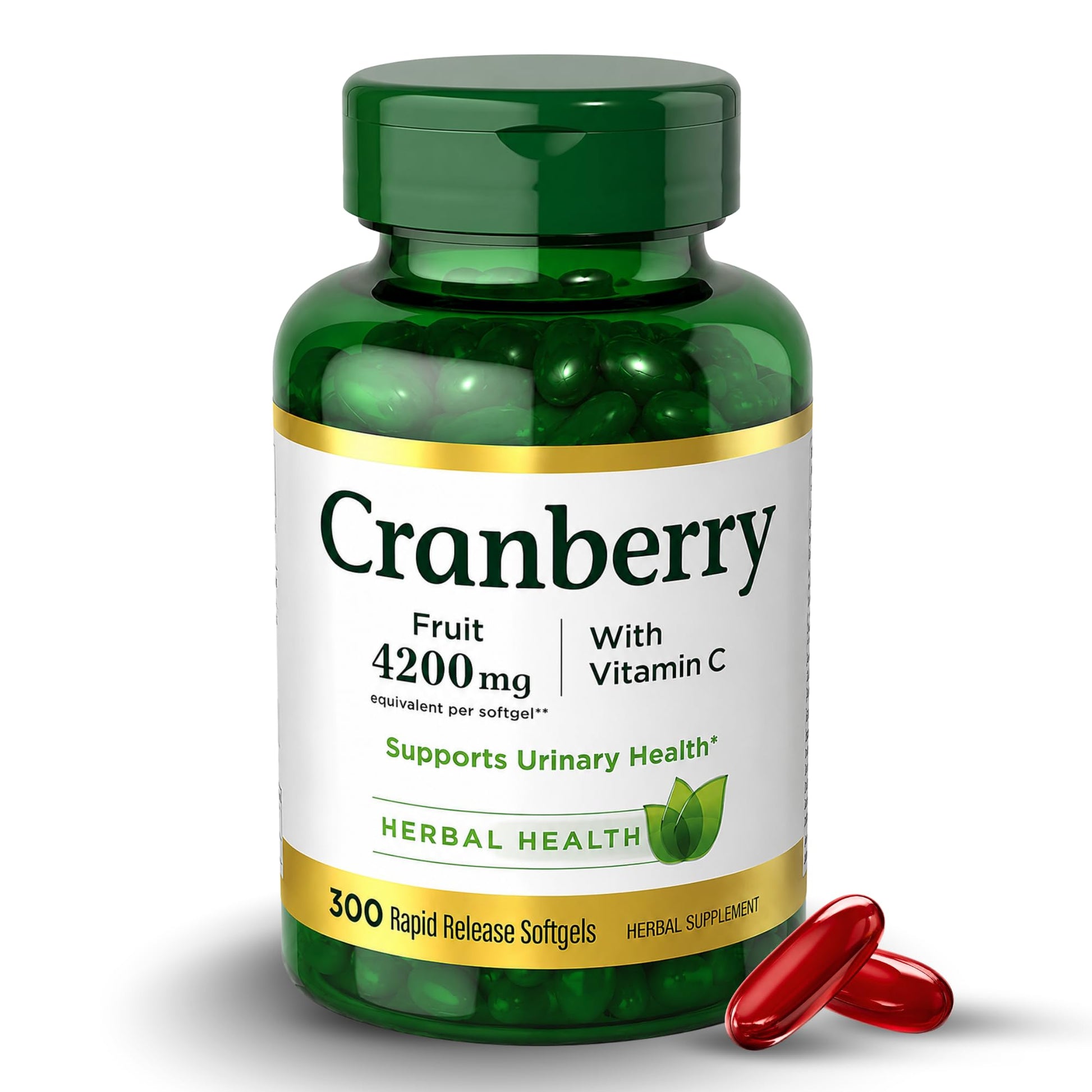 Generic Cranberry Supplement for Women 4200mg with Vitamin C and Vitamin E – Urinary Tract Health Support Softgels 300