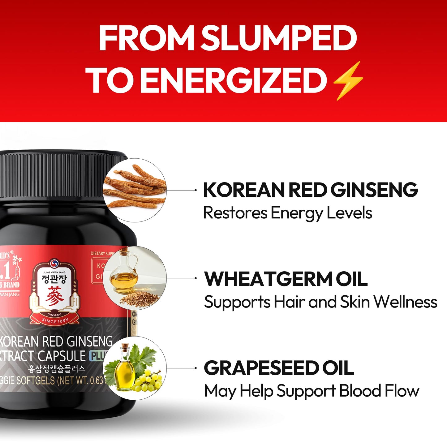 JUNG KWAN JANG Korean Red Ginseng Extract 30 Capsules