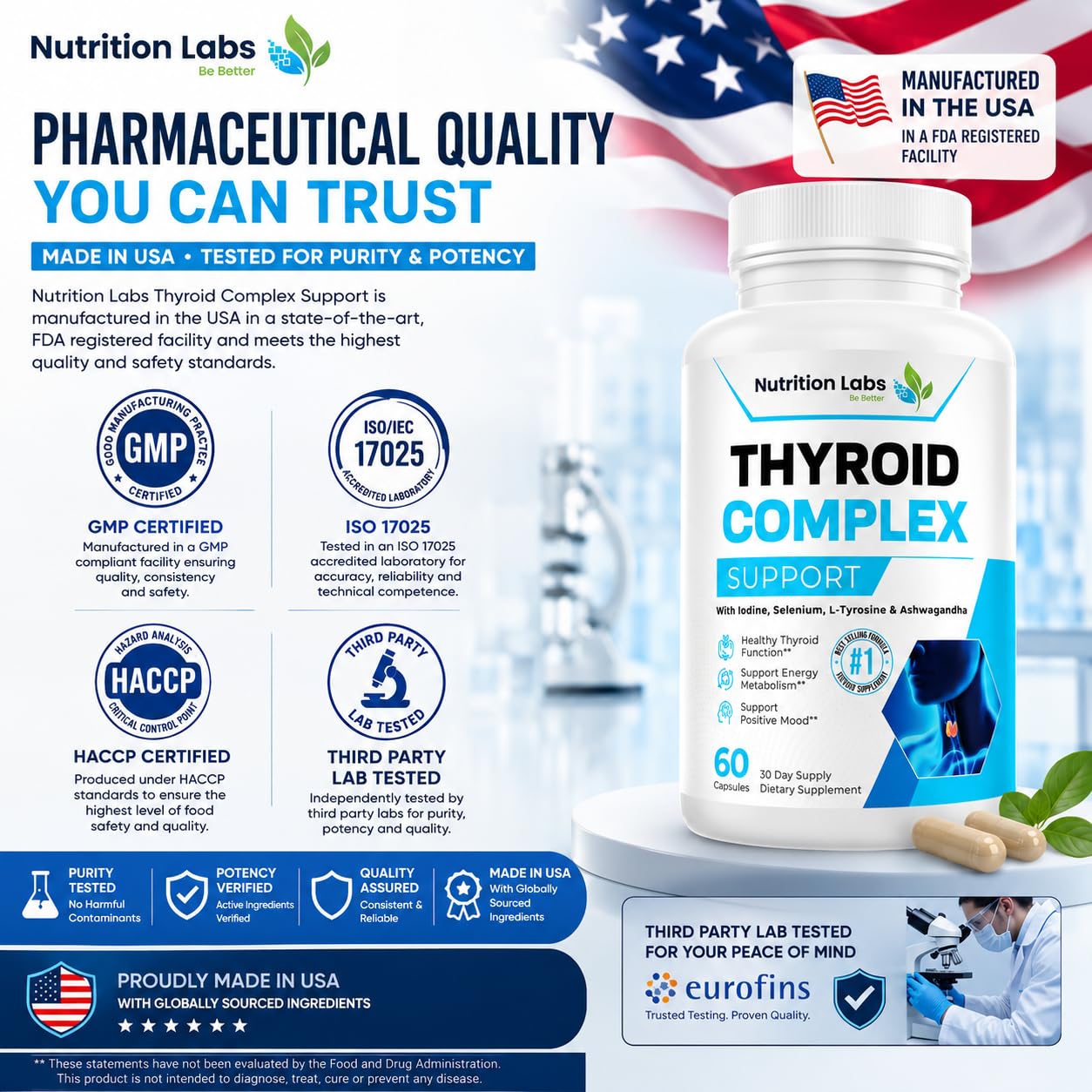 NUTRITION LABS BE BETTER Thyroid Support Supplement 60 Capsules