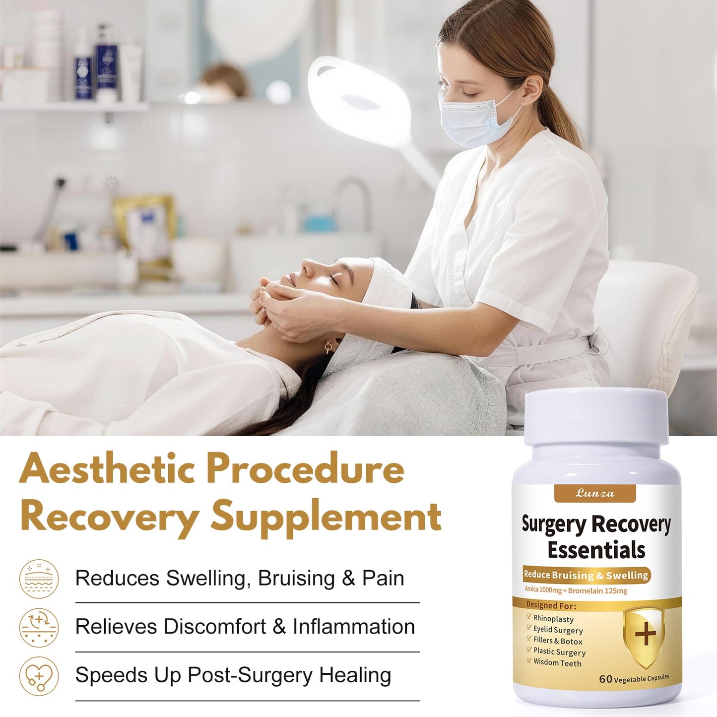 Lunza Aesthetic Surgery Recovery Supplement Capsules, 60 Capsules