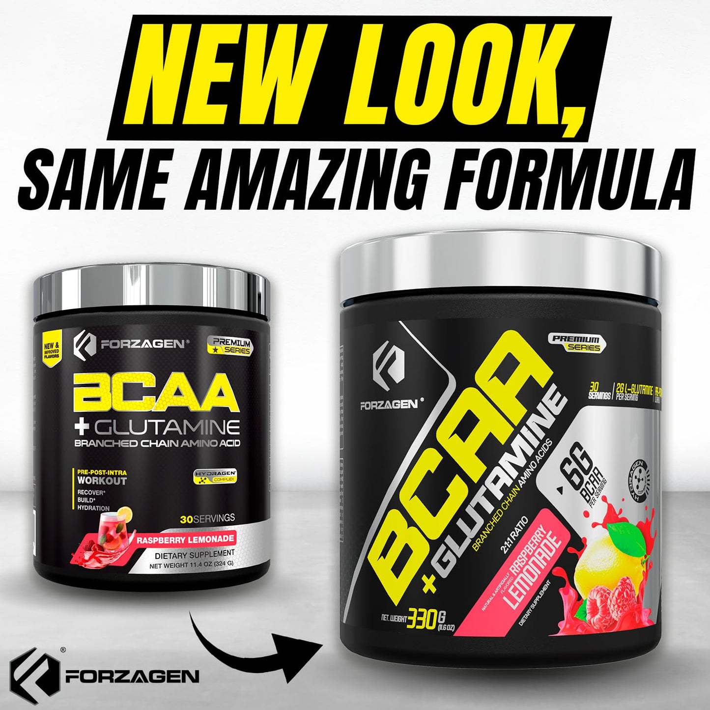 Forzagen BCAAs Amino Acids with Glutamine, Branched Chain Amino Acids Supplements Powder, 11.8 Ounce
