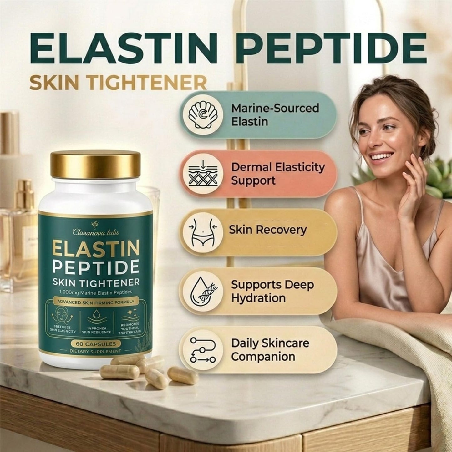 Claranova Elastin Peptides Skin Tightening Formula Capsules 60