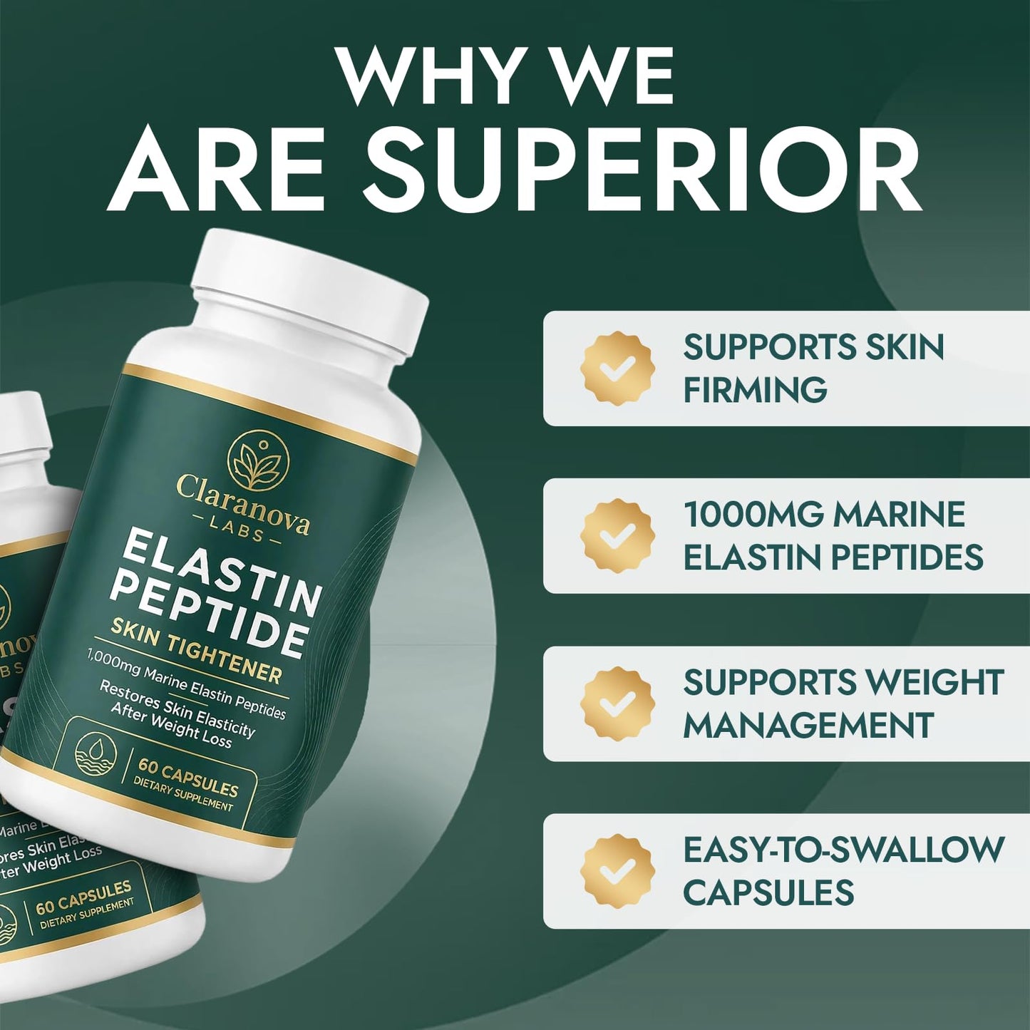 Claranova Marine Elastin Peptides Supplement Capsules 60 Count