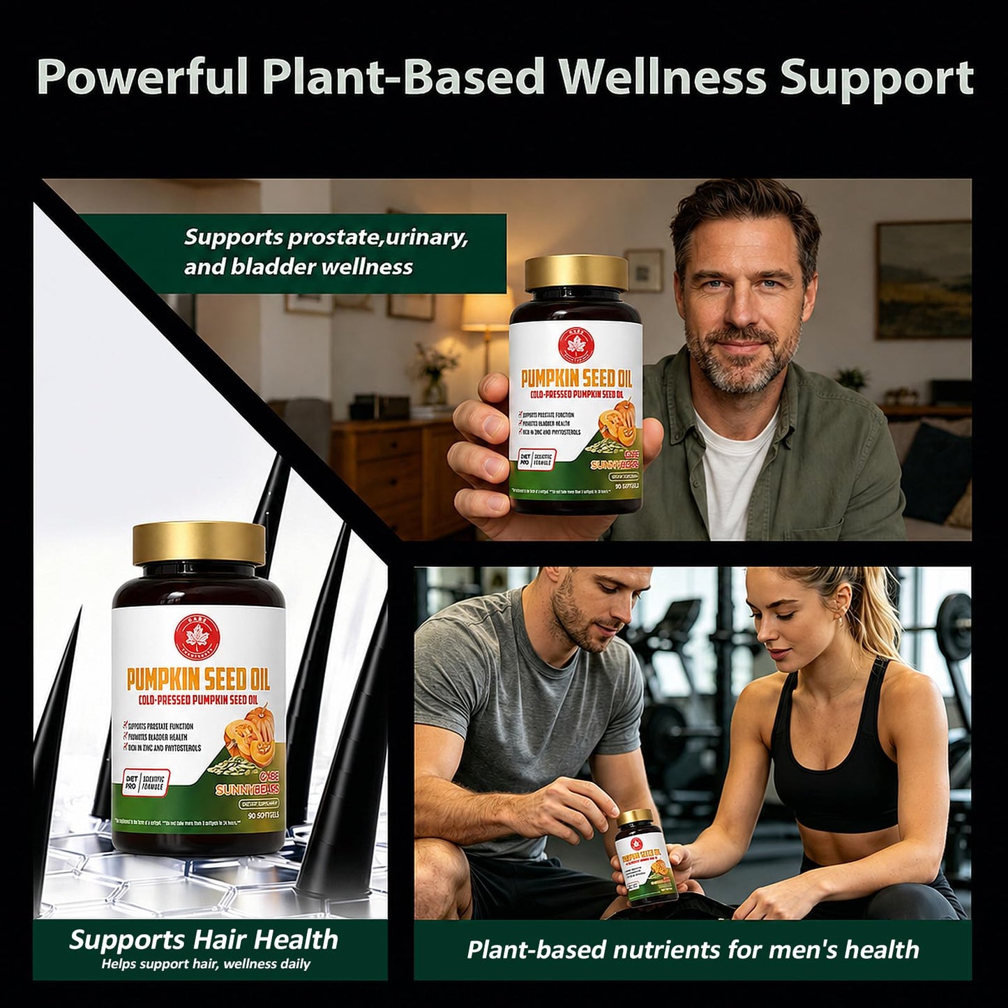 GABE SUNNYBEARS Pumpkin Seed Oil Capsules with Saw Palmetto 2400mg, 90 Softgels