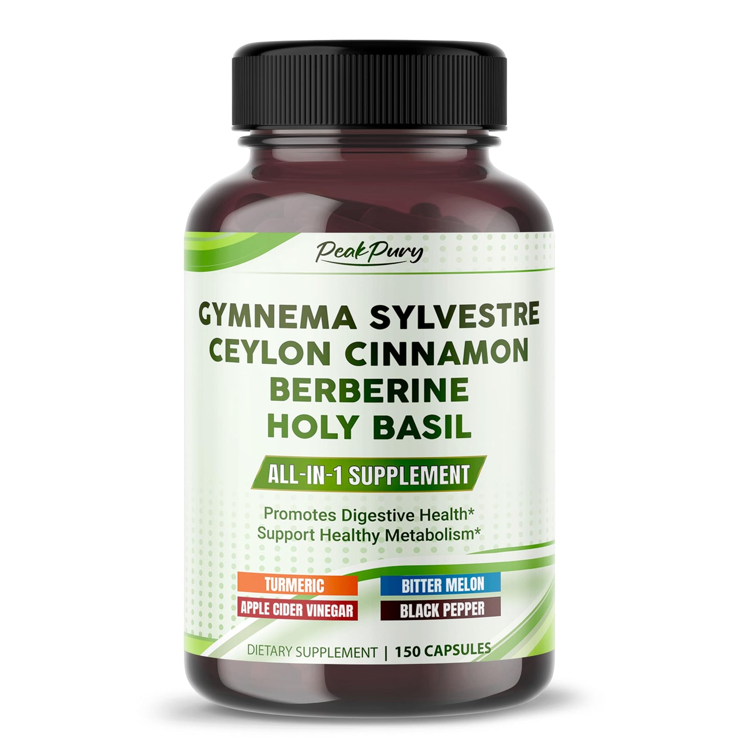 PEAKPURY All-in-1 Gymnema Sylvestre Ceylon Cinnamon Berberine Capsule 150 Count