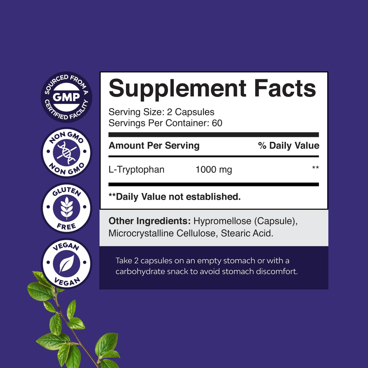 Natures Craft L-Tryptophan 1000mg Capsule, 120 Count