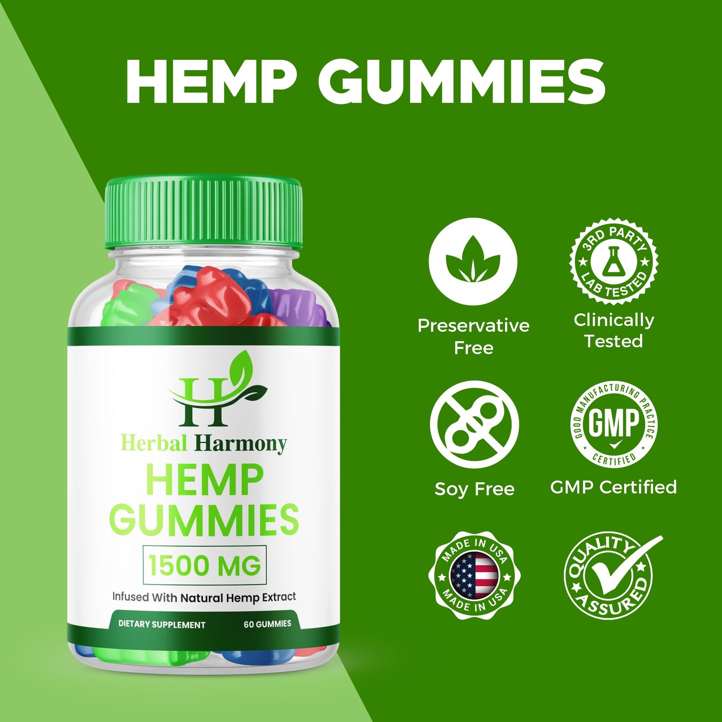 Purvia Herbal Harmony Hemp Gummies, 300 Gummies