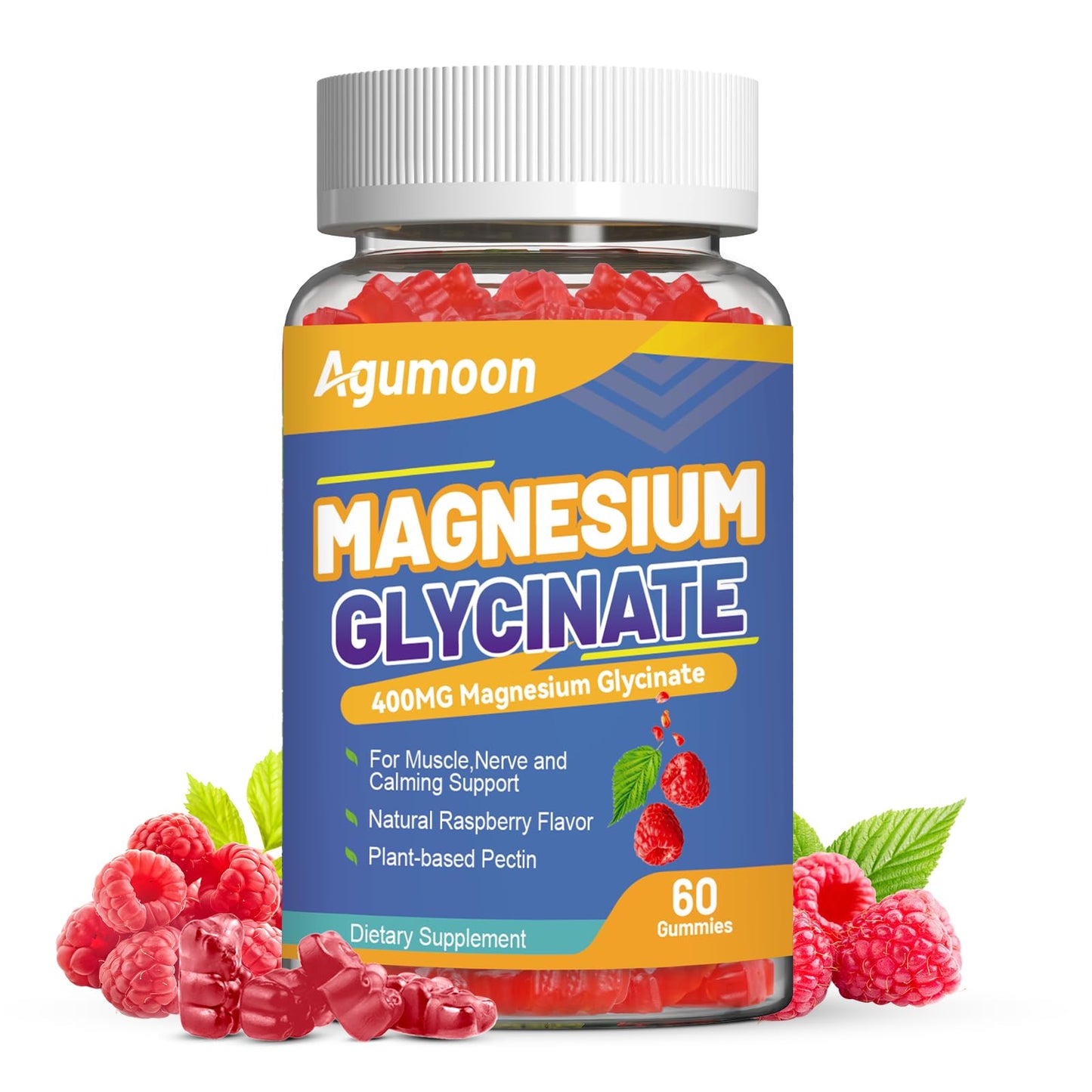Agumoon Magnesium Glycinate Gummies 400mg with L-Threonate 200mg, 60 Count