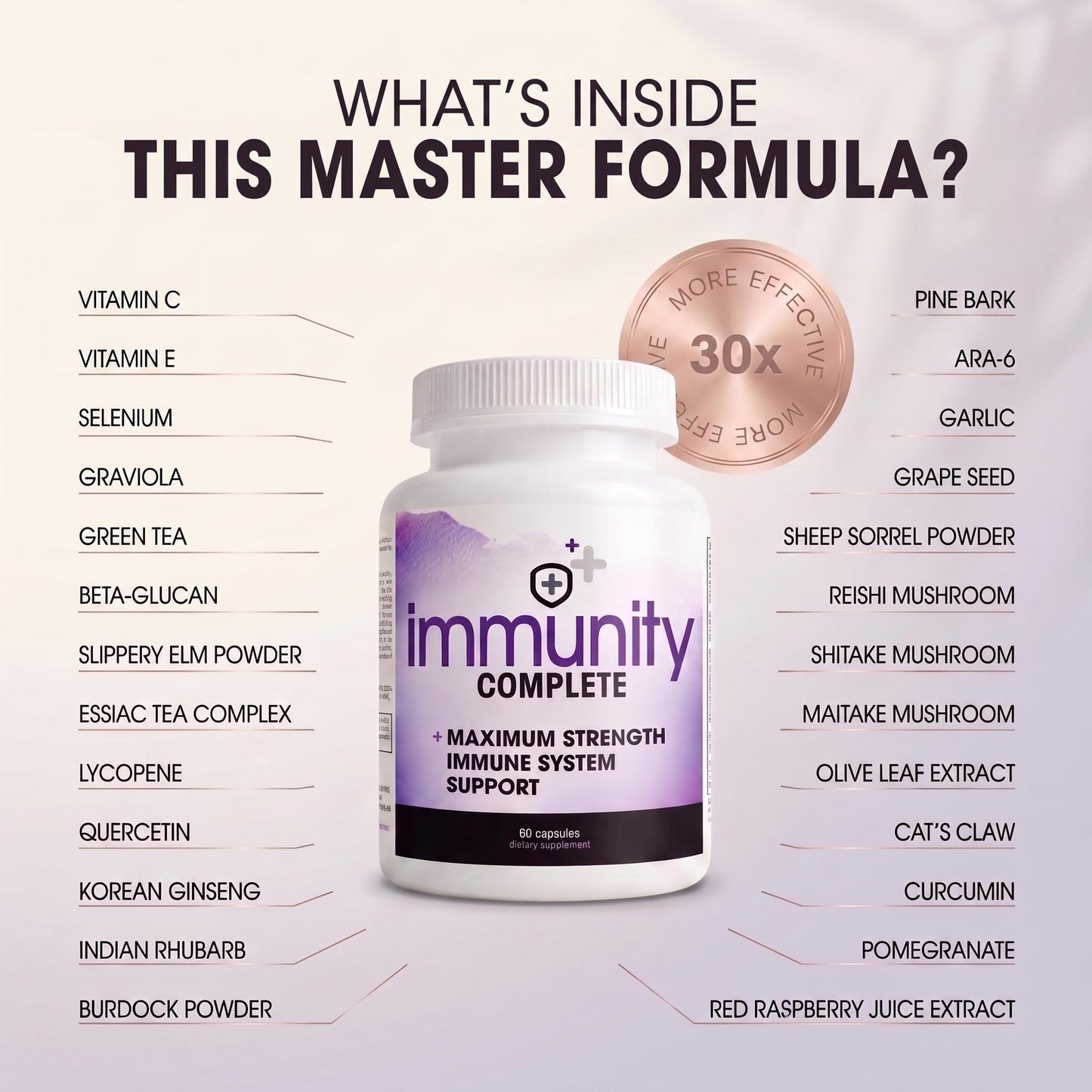 Instant Brands Immunity Complete - 20-in-1 Immune System Booster Formula with Cat's Claw, Quercetin, Vitamin C, and Olive Leaf Extract Capsules 120