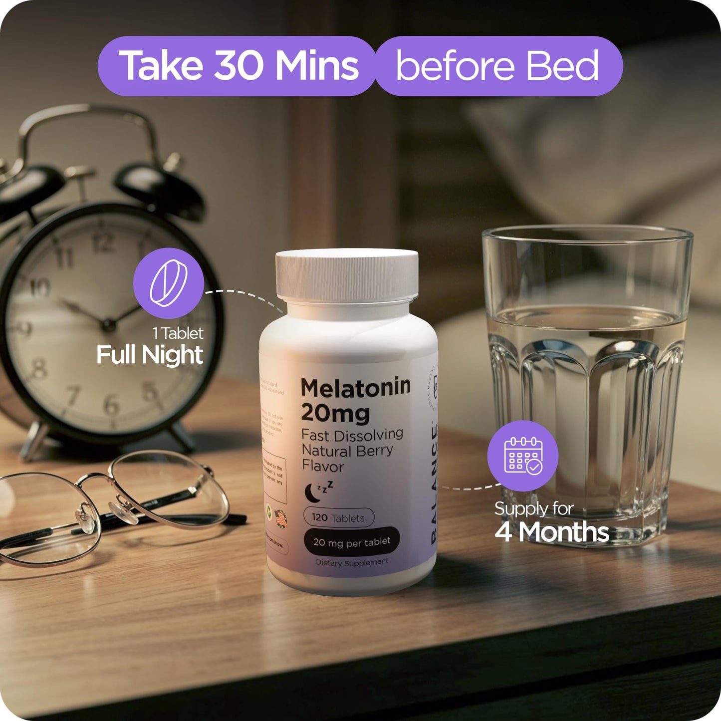 Balancebreens Melatonin 20mg Fast Dissolve Tablets, 360 Tablets