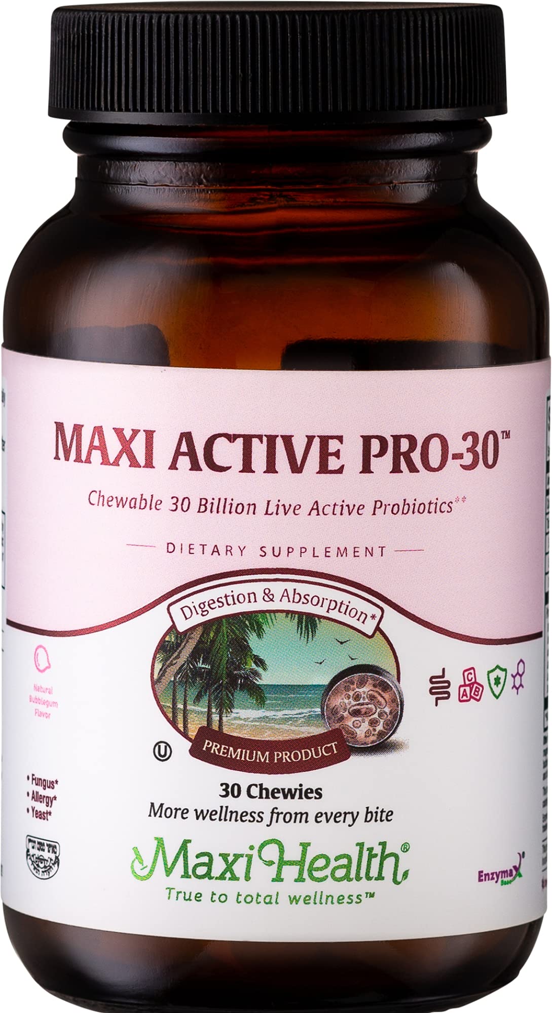 Maxi Health Maxi Active Pro-30 Chewables Probiotics for Kids, 30 Count
