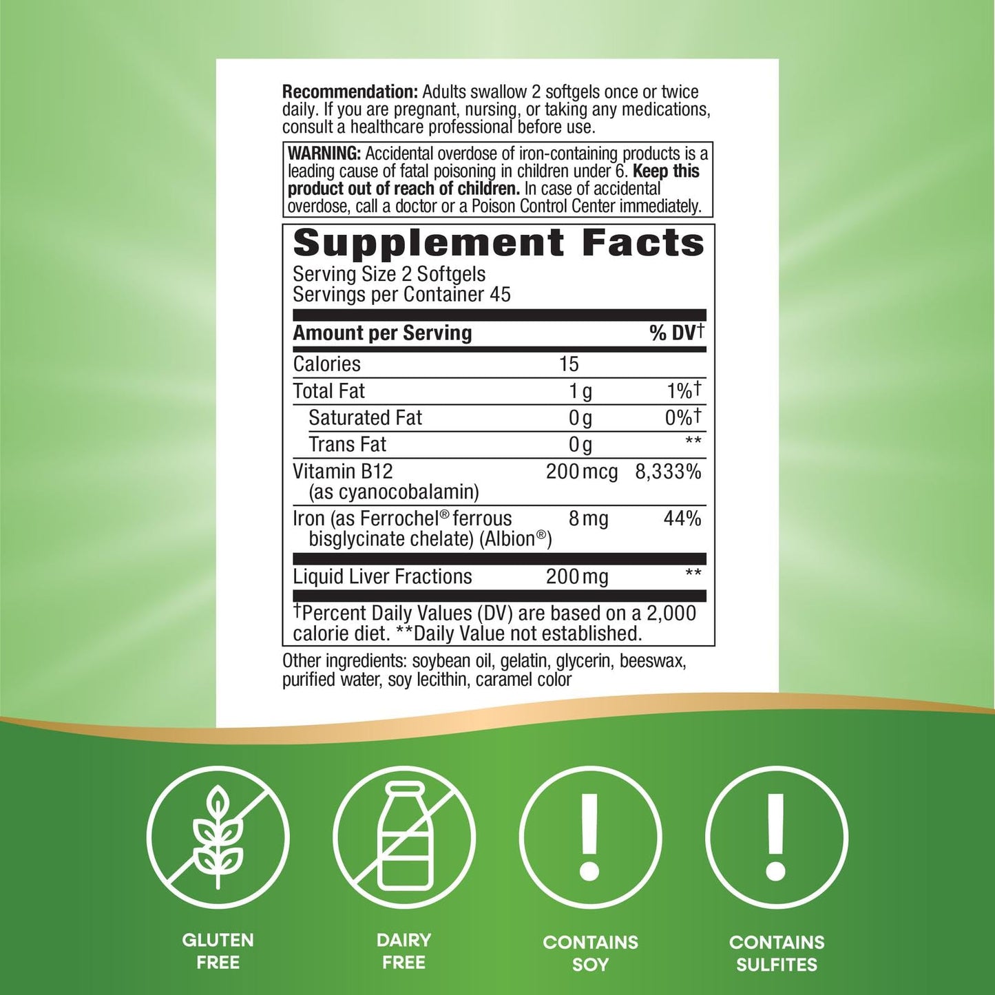 Nature's Way Energizing Iron - Red Blood Cell Support Softgels, 90 Softgels