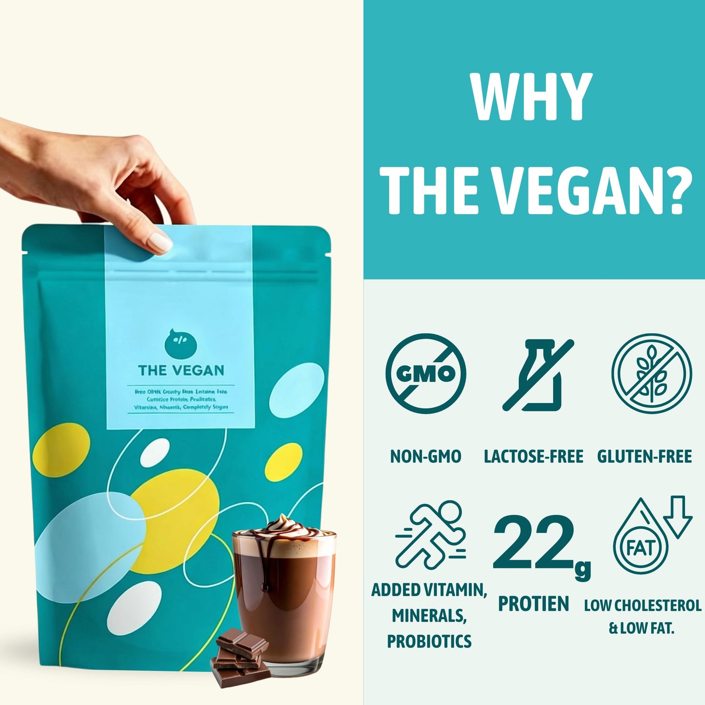 THE VEGAN Plant Based Protein Powder Chocolate, 32.25 oz