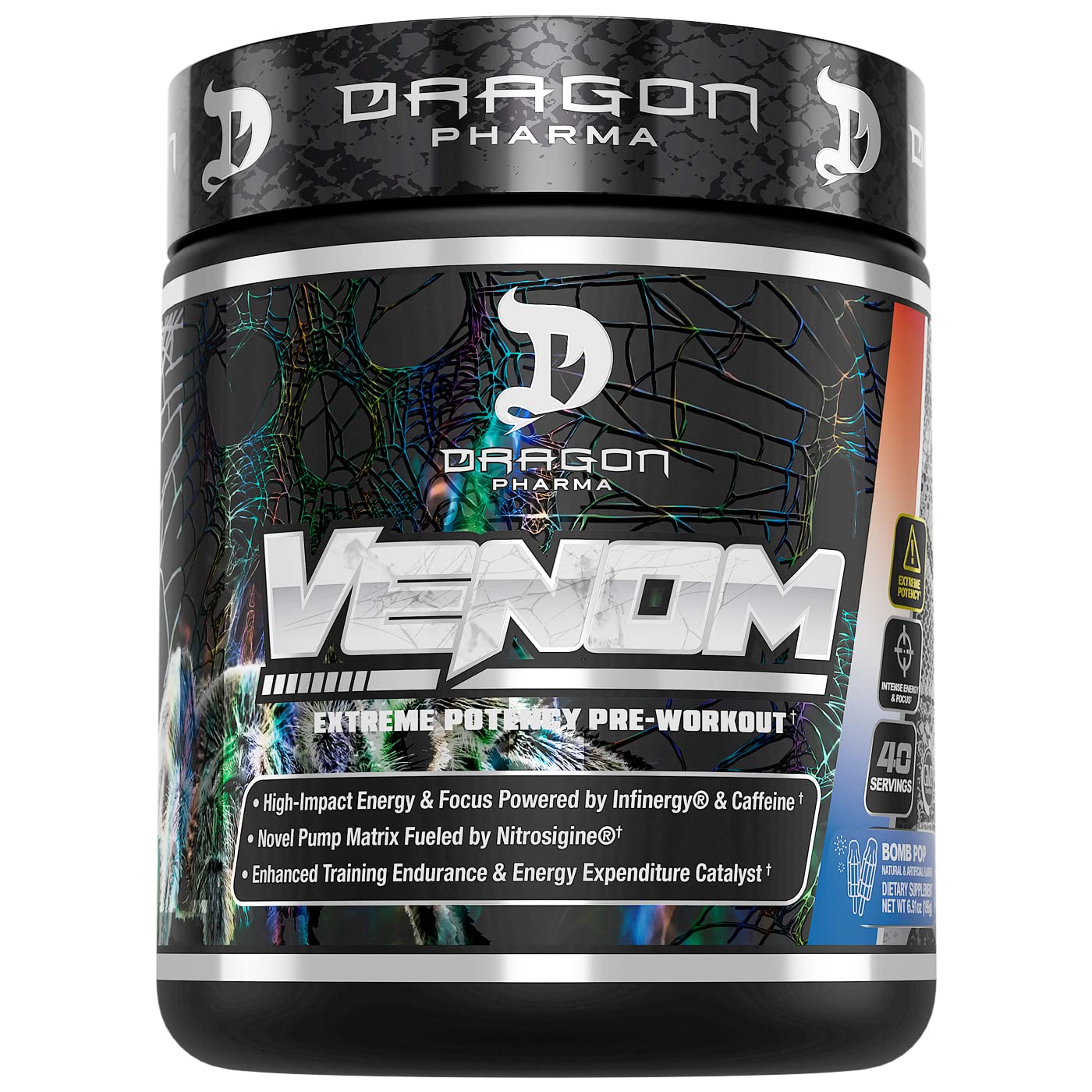 Dragon Pharma Venom Extreme Potency Pre-Workout Powder, 40 Servings, 6.91 oz