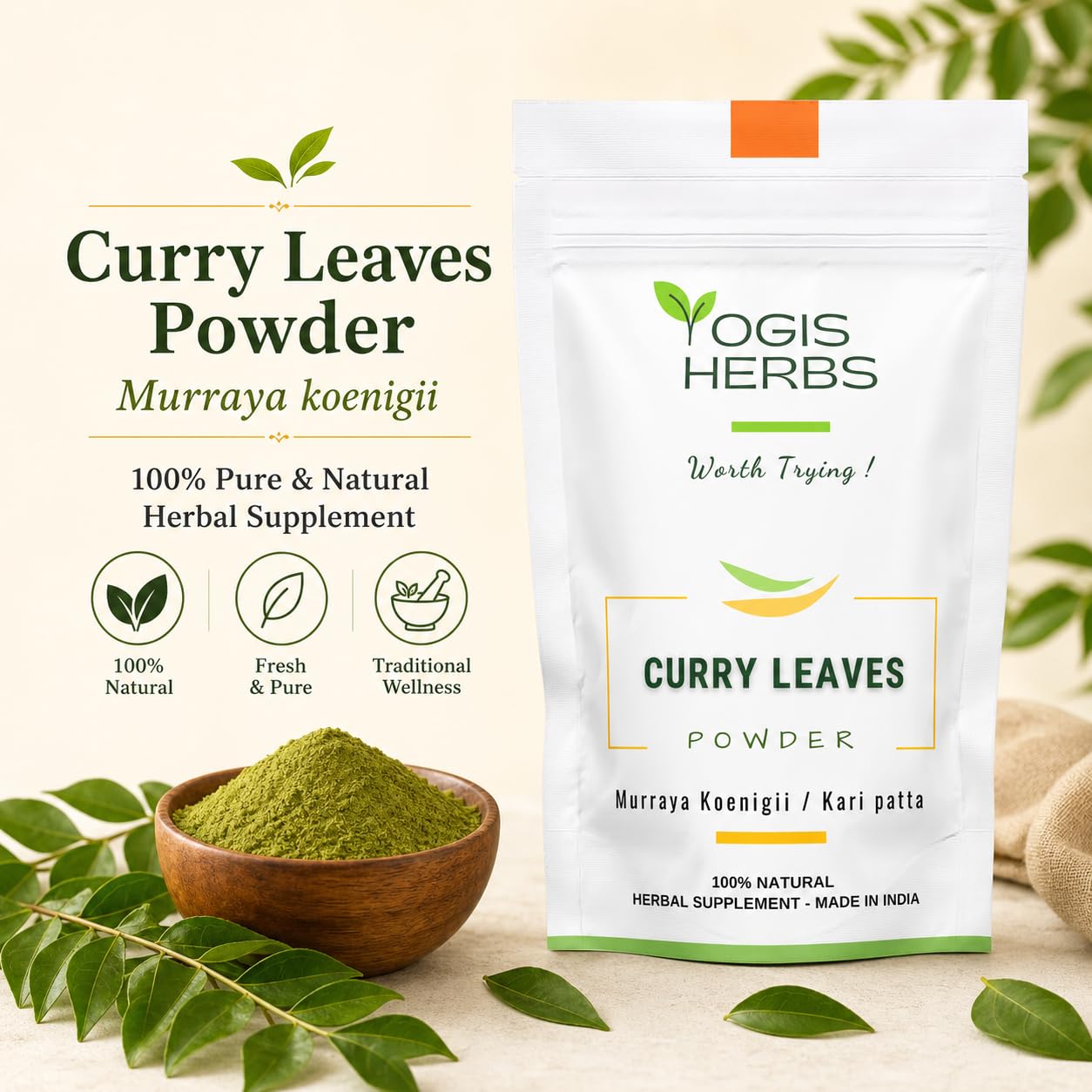 YOGIS HERBS Curry Leaf Powder 8 Ounce