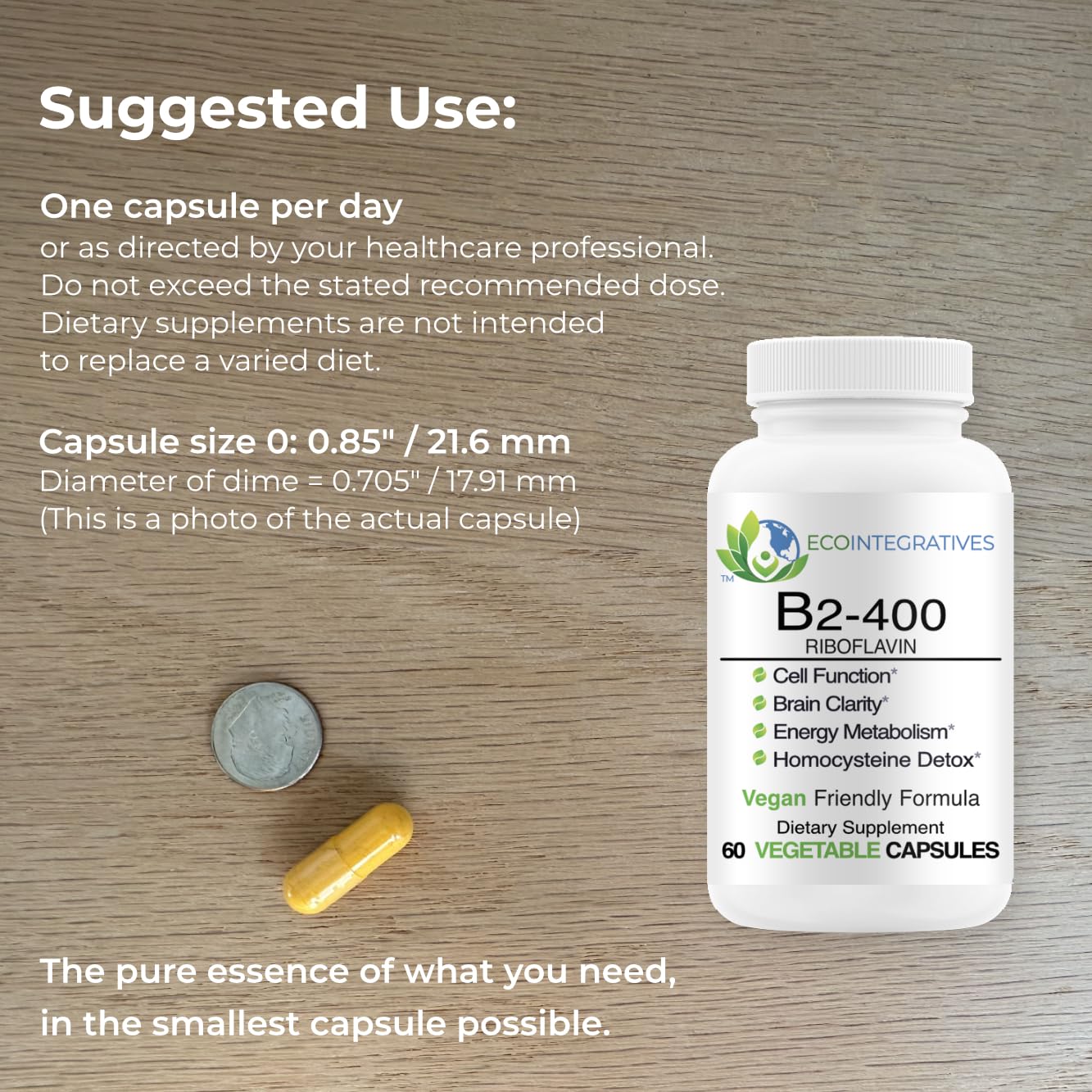 EcoIntegratives B2-400 Pure Riboflavin Capsule 120 Count