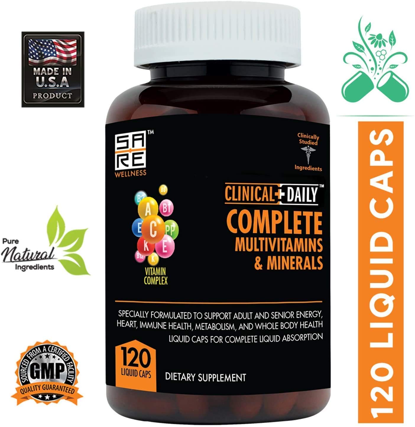 Clinical Daily Complete Whole Food Multivitamin Supplement for Women & Men Capsules, 120 Count