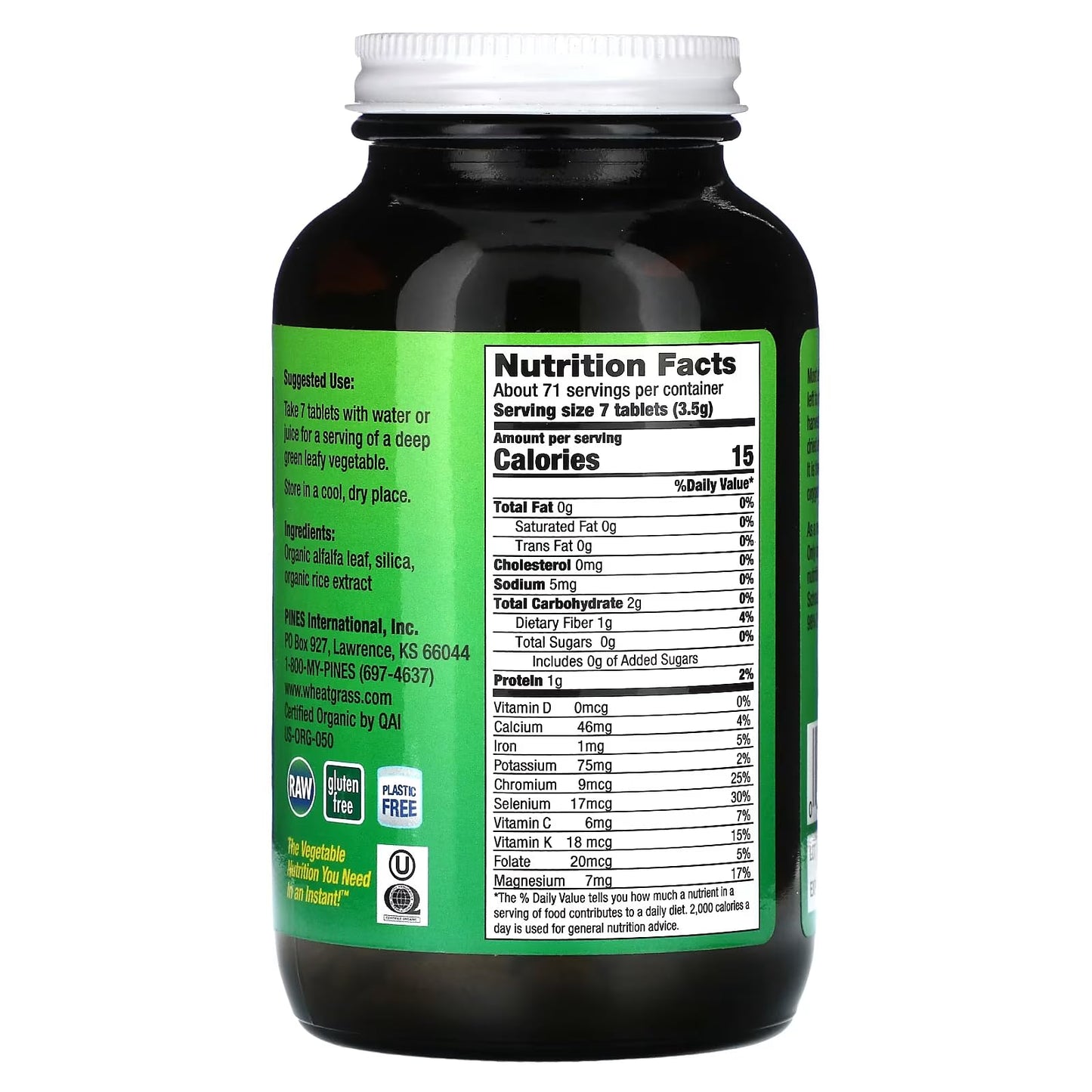 Pines Alfalfa Organic Tablets 500 Tablets