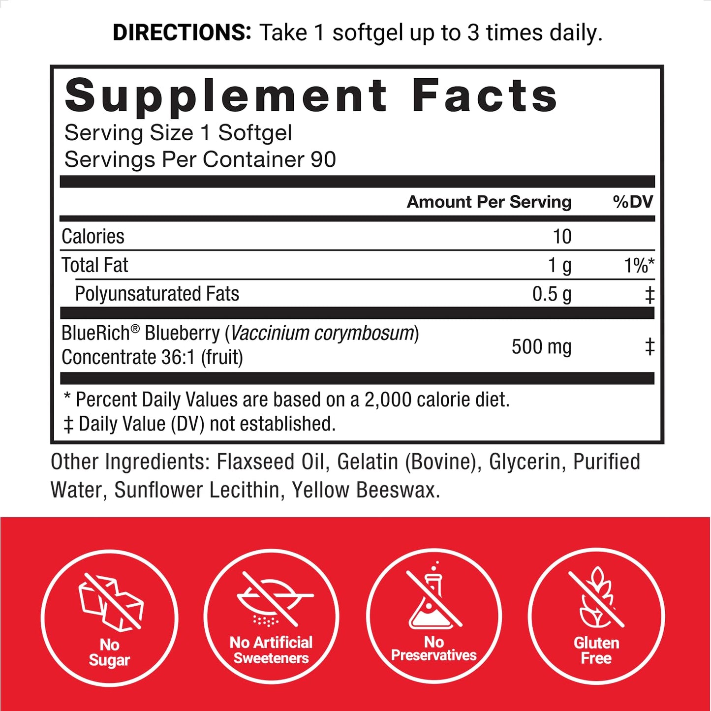 Force Factor Blueberry Concentrate Antioxidants Supplement Softgel 90 Count