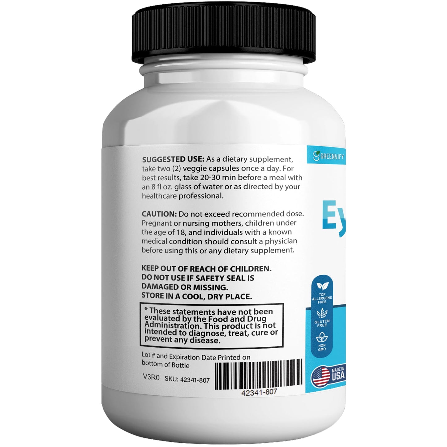 GREENVIFY EyeGenics Max Eye Health and Vision Support, 60 Capsules