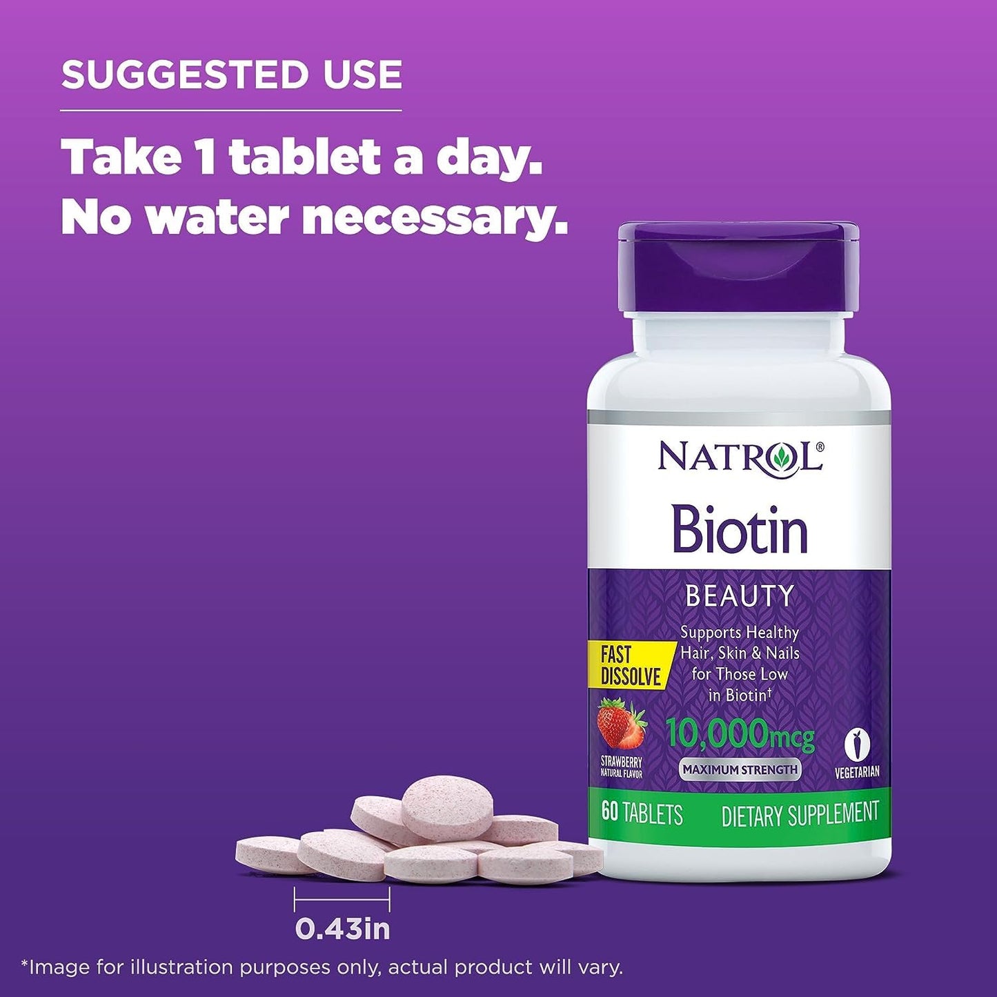 Natrol Biotin 10000mcg Fast-Dissolve Capsule, 60 Count