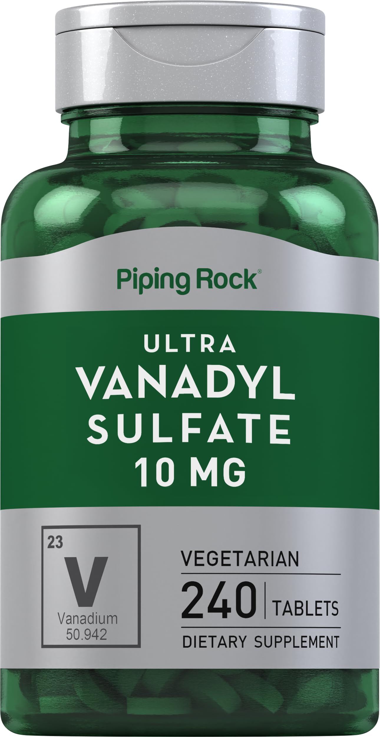 Piping Rock Vanadyl Sulfate 10 mg Ultra Complex Supplement with Chromium Tablets, 240 Count