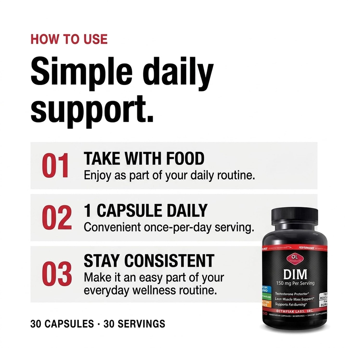 Olympian Labs DIM 150mg Diindolylmethane Supplement Capsules, 30 Capsules