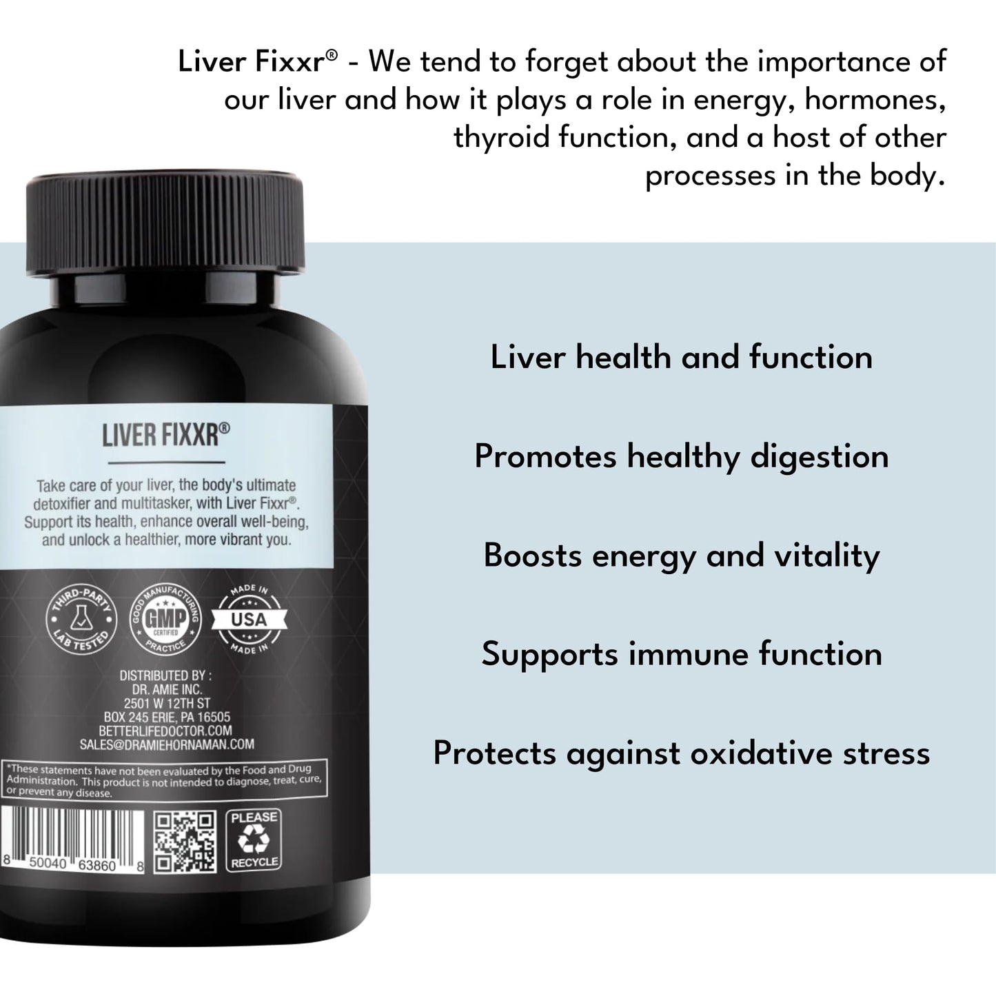 Fixxr Liver by Dr. Amie Liver Support Supplement 60 Capsules