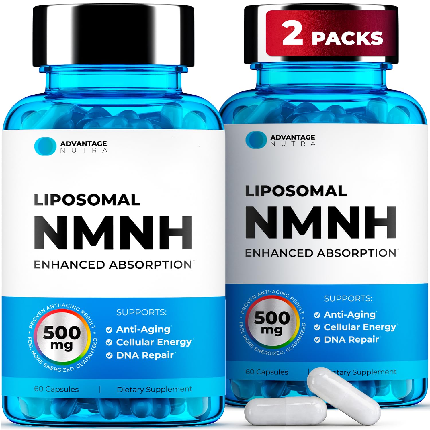 AdvantageNutra Liposomal NMNH Dihydronicotinamide Mononucleotide 500mg Capsule, 120 Count