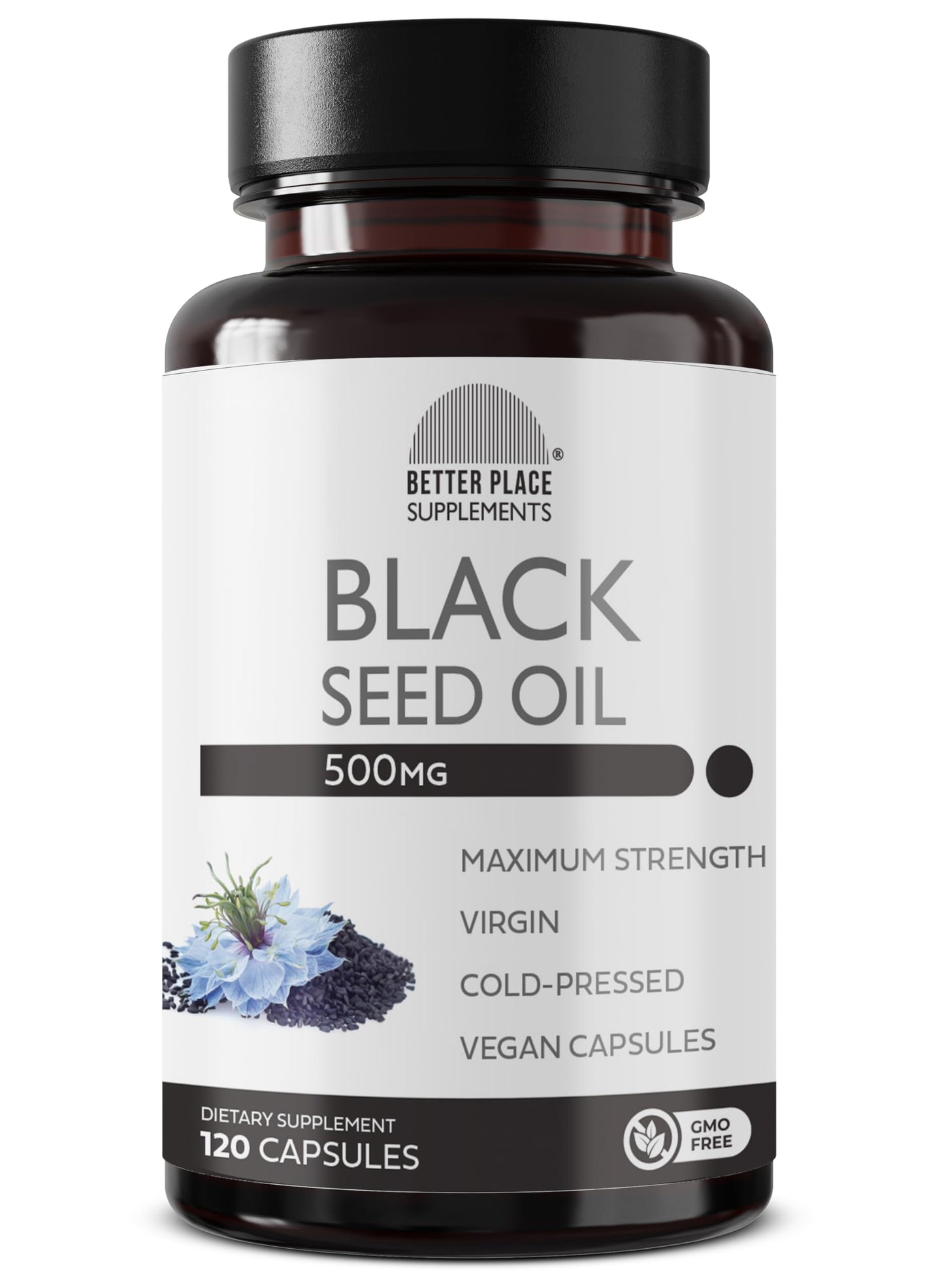 Better Place Organics Black Seed Oil Capsules 500mg per Capsule, 120 Capsules
