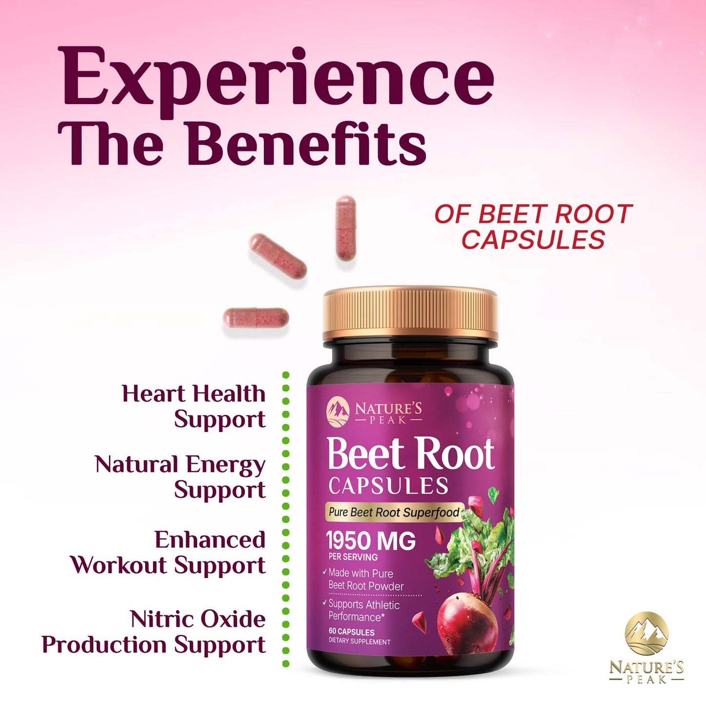 Nature's Peak Beet Root Capsules 60 Count