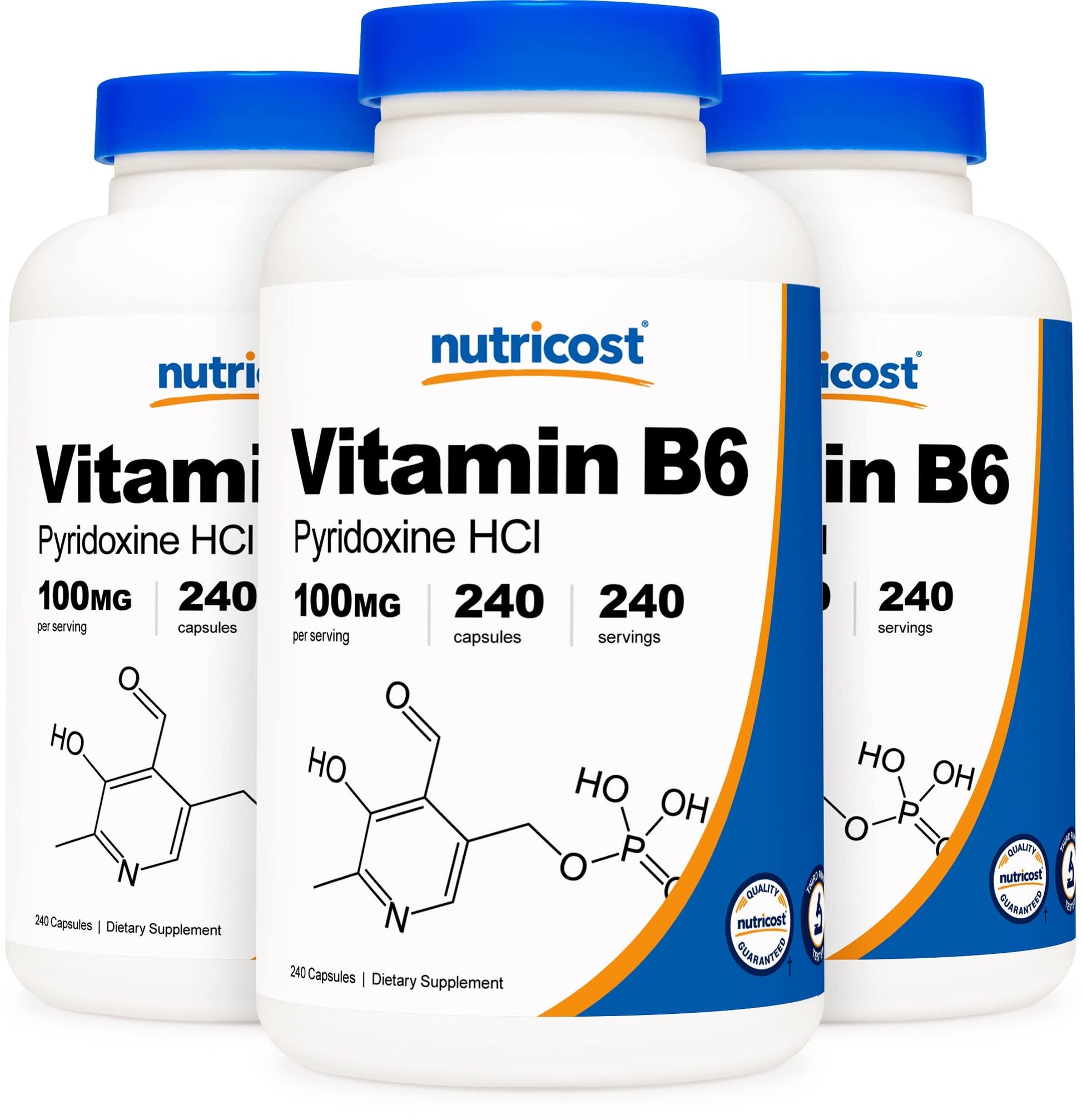 Nutricost Vitamin B6 (Pyridoxine HCl) 100mg Capsules, 3 Bottles