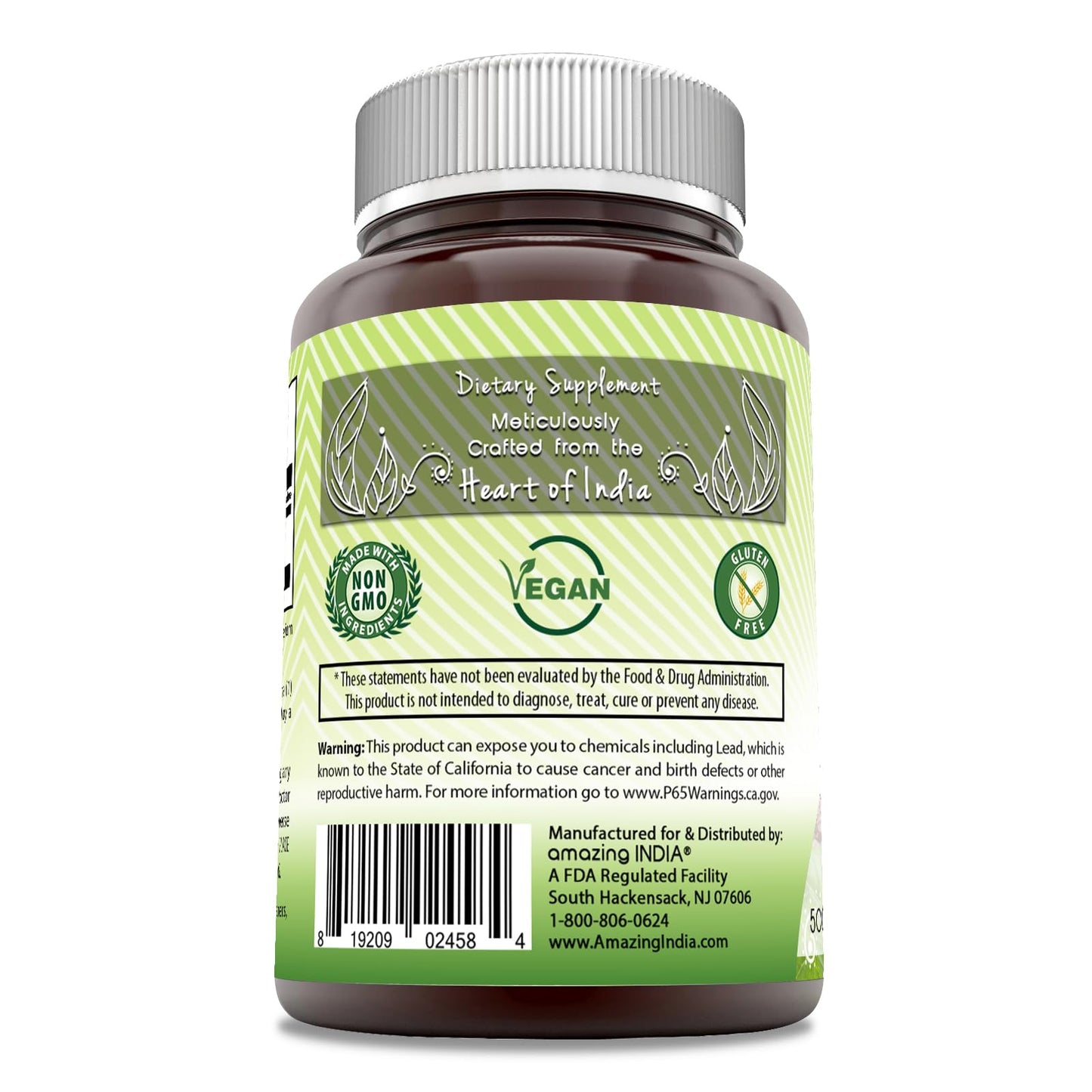 Amazing India Arjuna 500 Mg Supplement Capsules, 120 Count