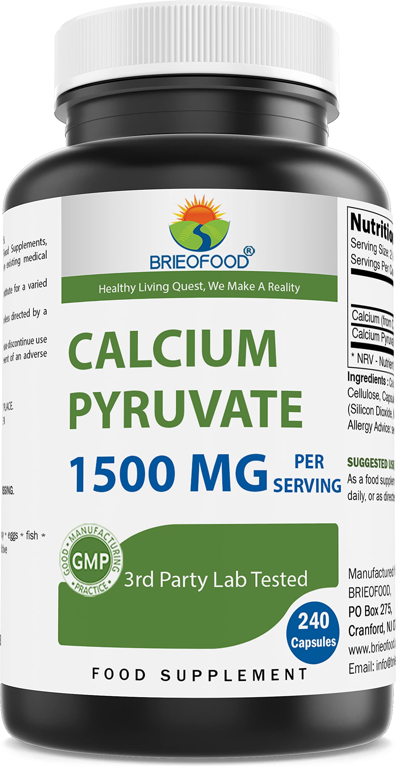 Brieofood Calcium Pyruvate 1500mg Capsules 240