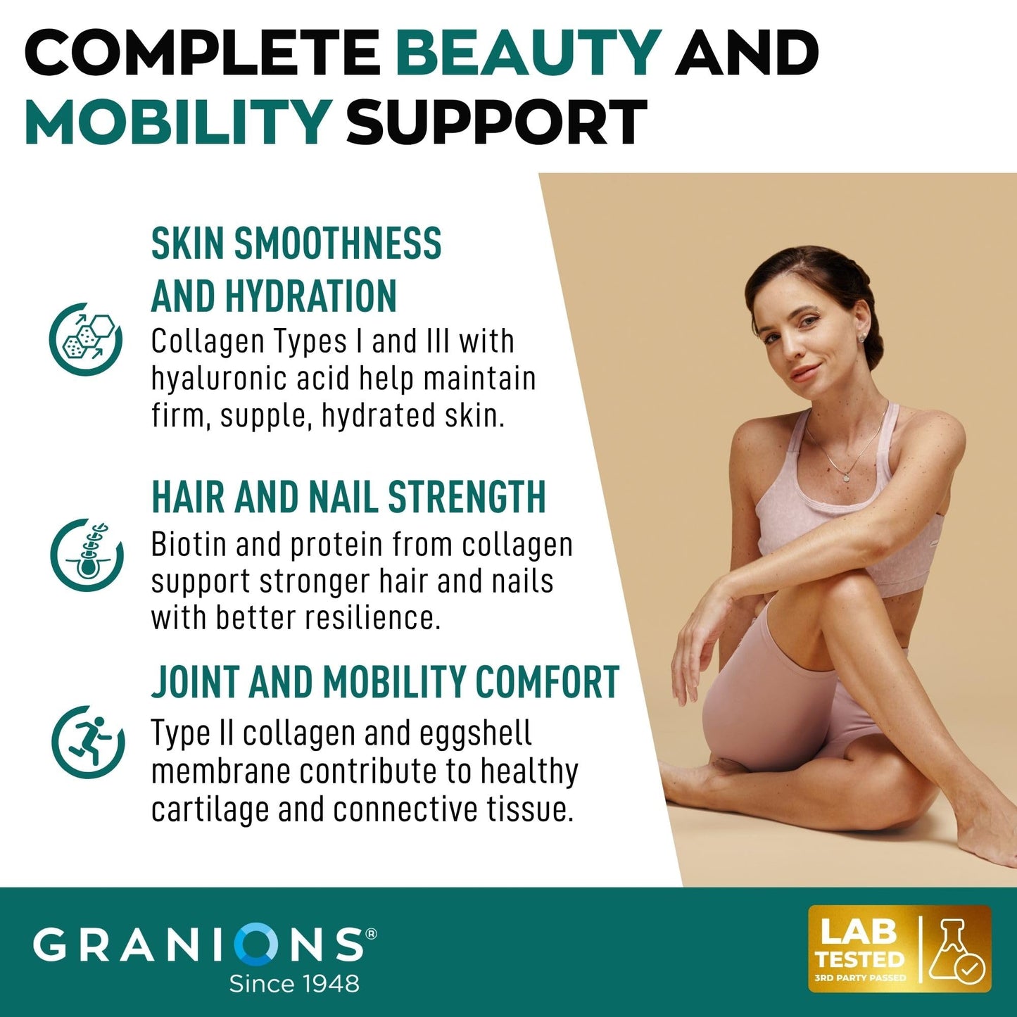 Granions Hydrolyzed Multi Collagen Peptides Tablet, 30 Count