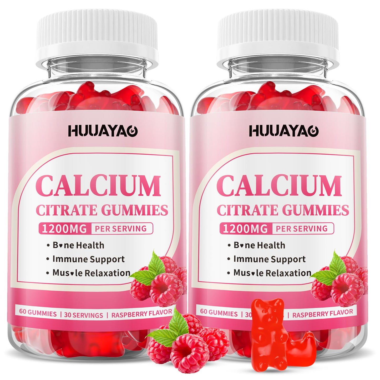 HUUAYAO Calcium Citrate Gummies 1200mg, 120 Count