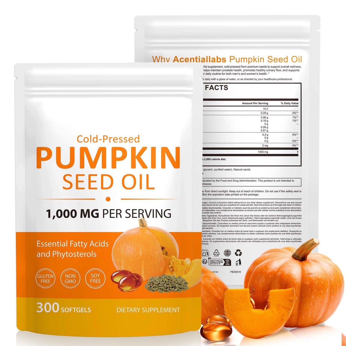 SDJUFEI Pumpkin Seed Oil with Saw Palmetto 2 in 1 Gummies, 60 Count