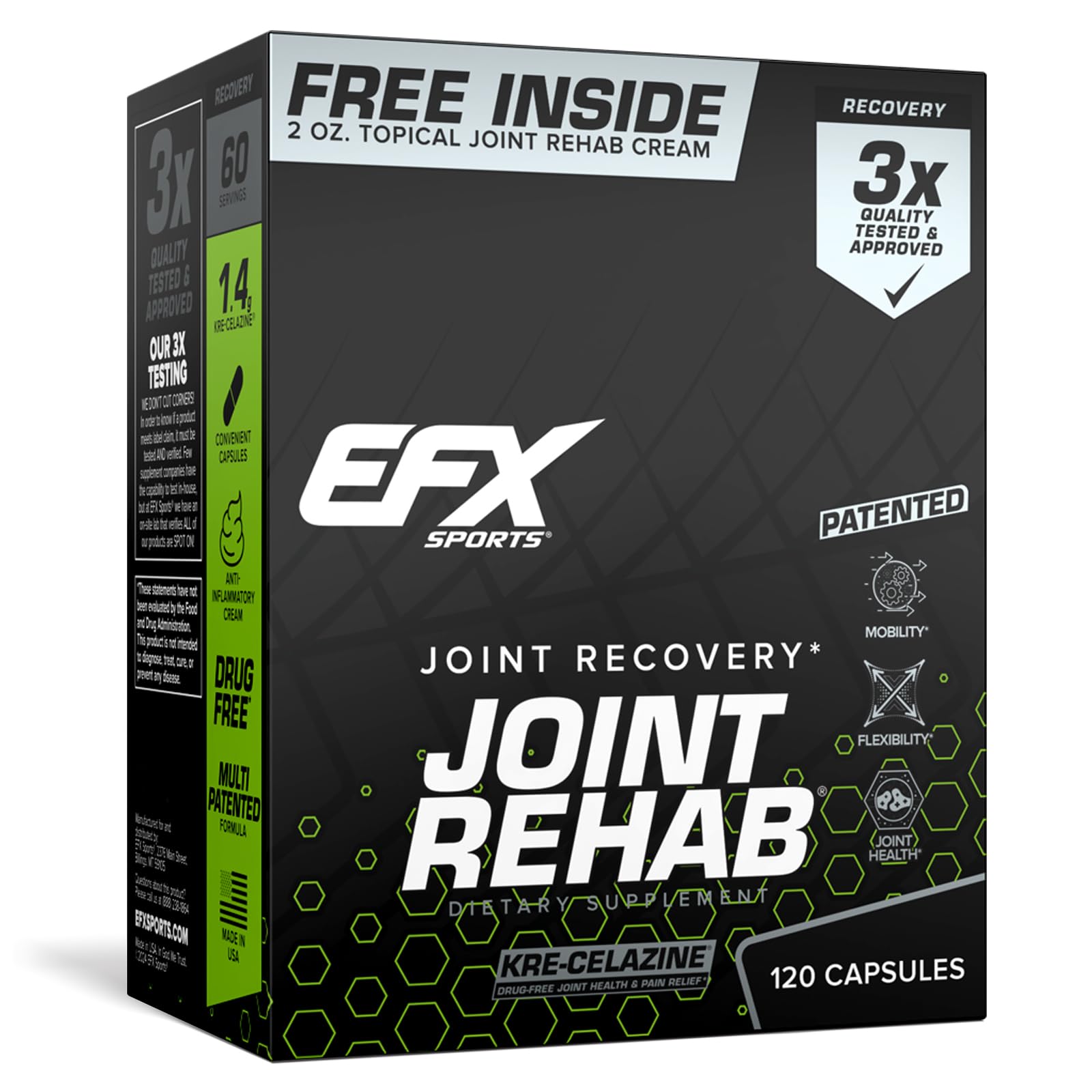EFX Sports Joint Rehab Recovery Kit, 120 Capsules