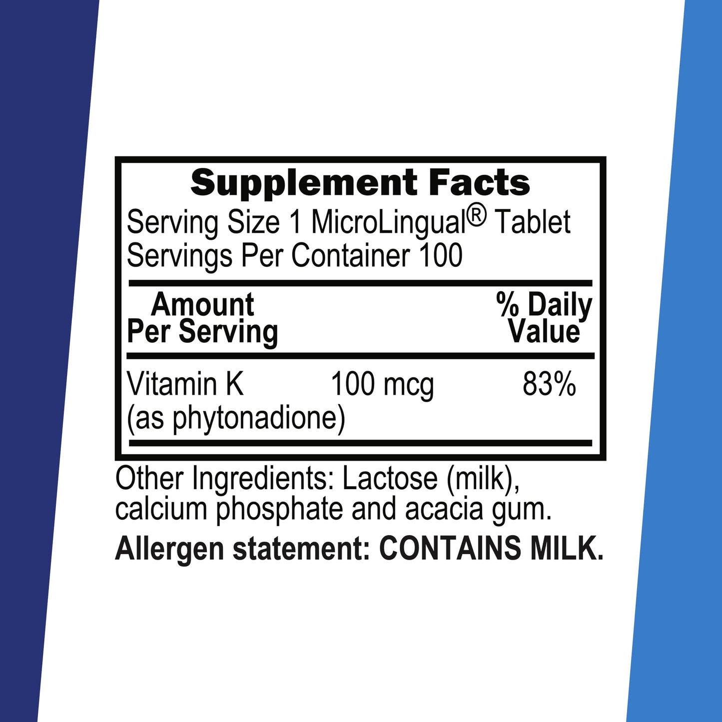 Superior Source Vitamin K 100 mcg Tablet, 1 Count