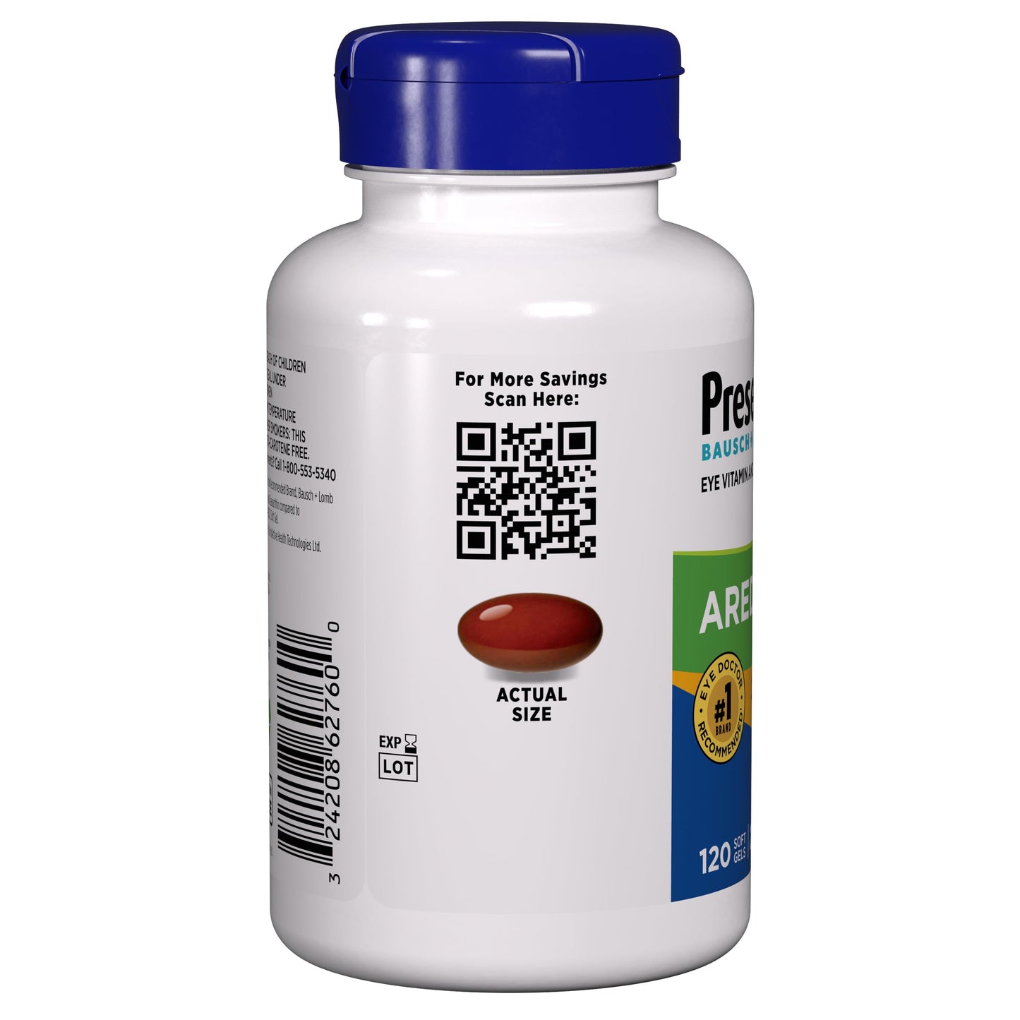 Bausch + Lomb PreserVision AREDS 2 Eye Vitamin & Mineral Supplement with OCUSorb Soft Gels 120 Count