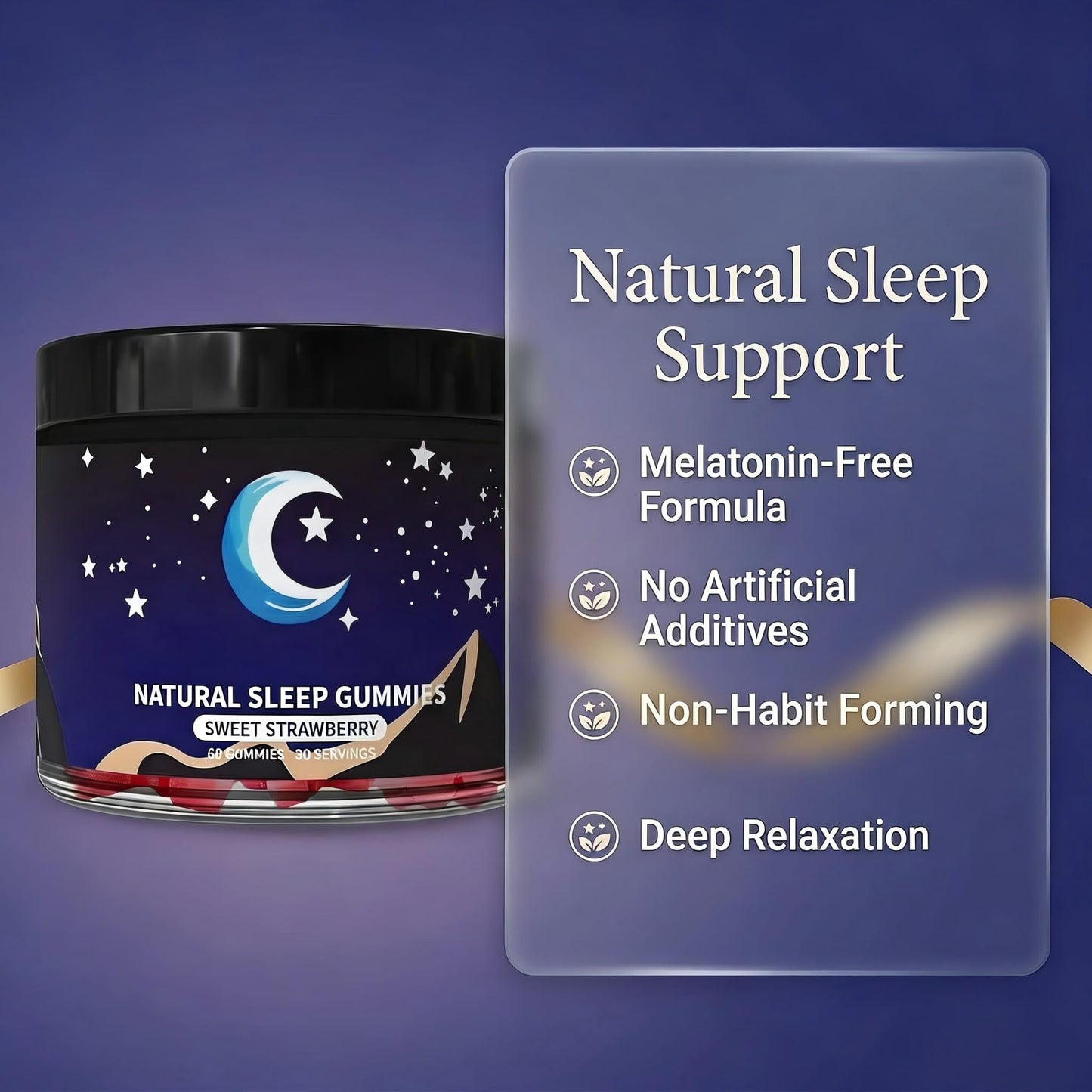 Eudaimona Natural Sleep Gummies for Adults - Melatonin Free - Sleep+ Gummies, 60 Count