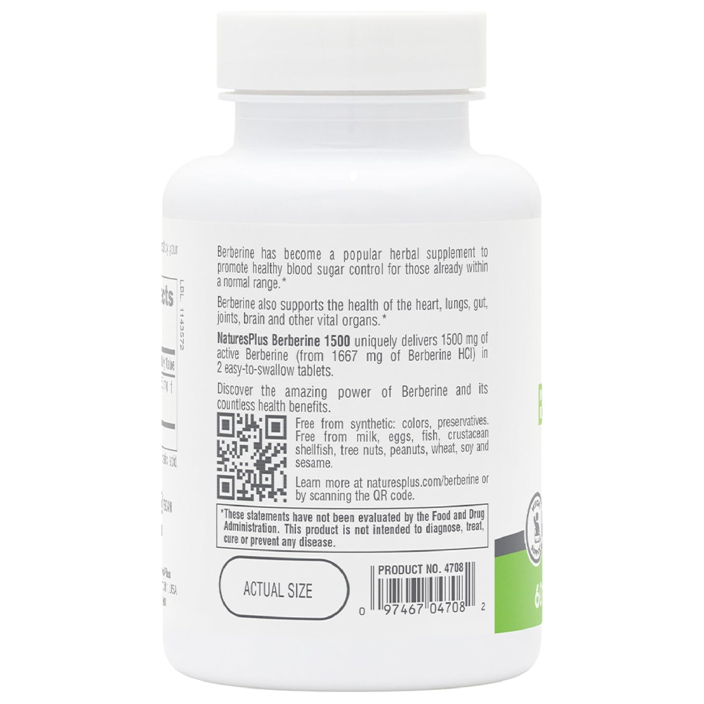 NaturesPlus PRO Berberine 1500 mg Tablet, 60 Tablets