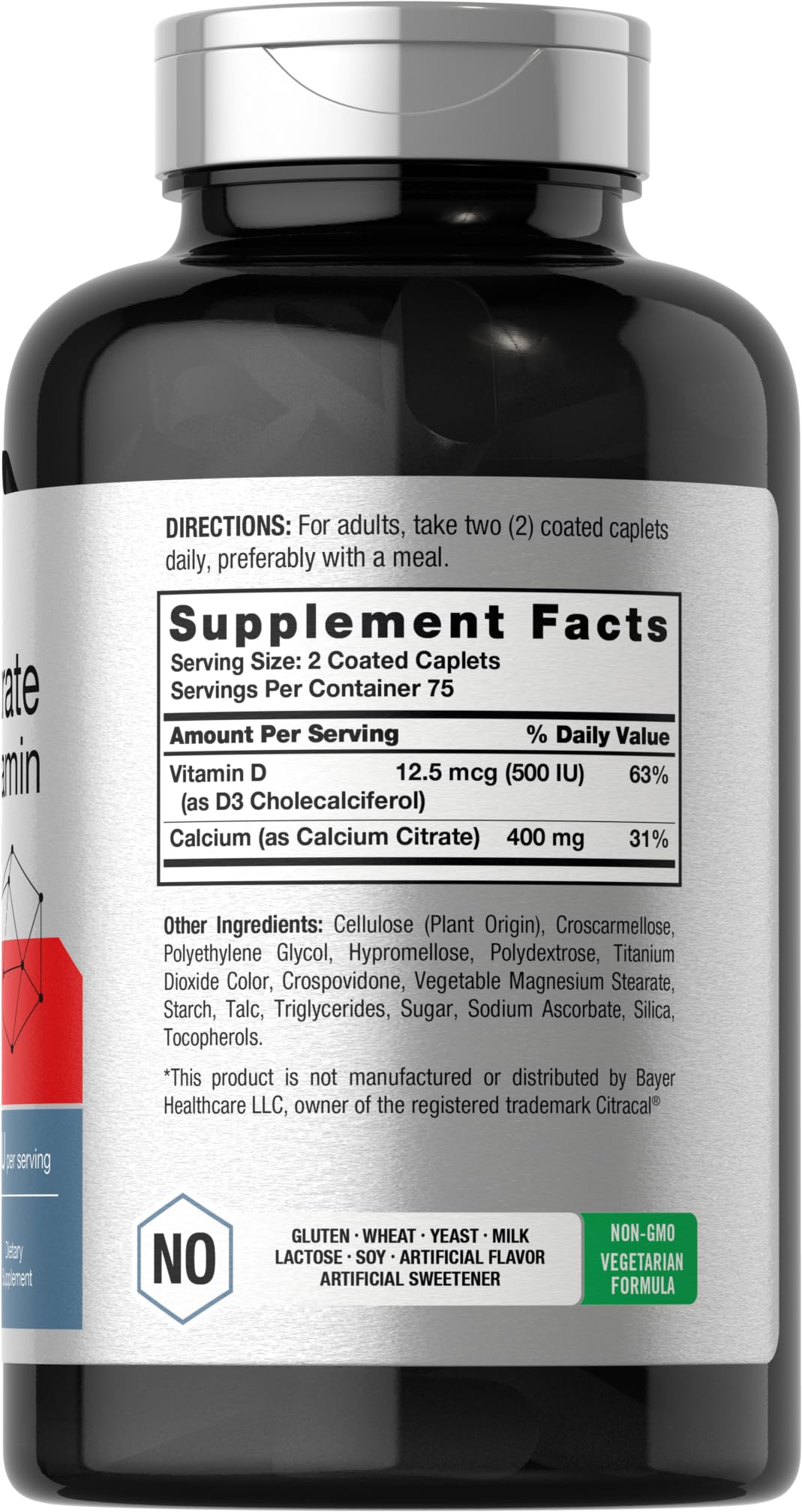 Horbäach Calcium Citrate 400mg with Vitamin D3 Caplets 150
