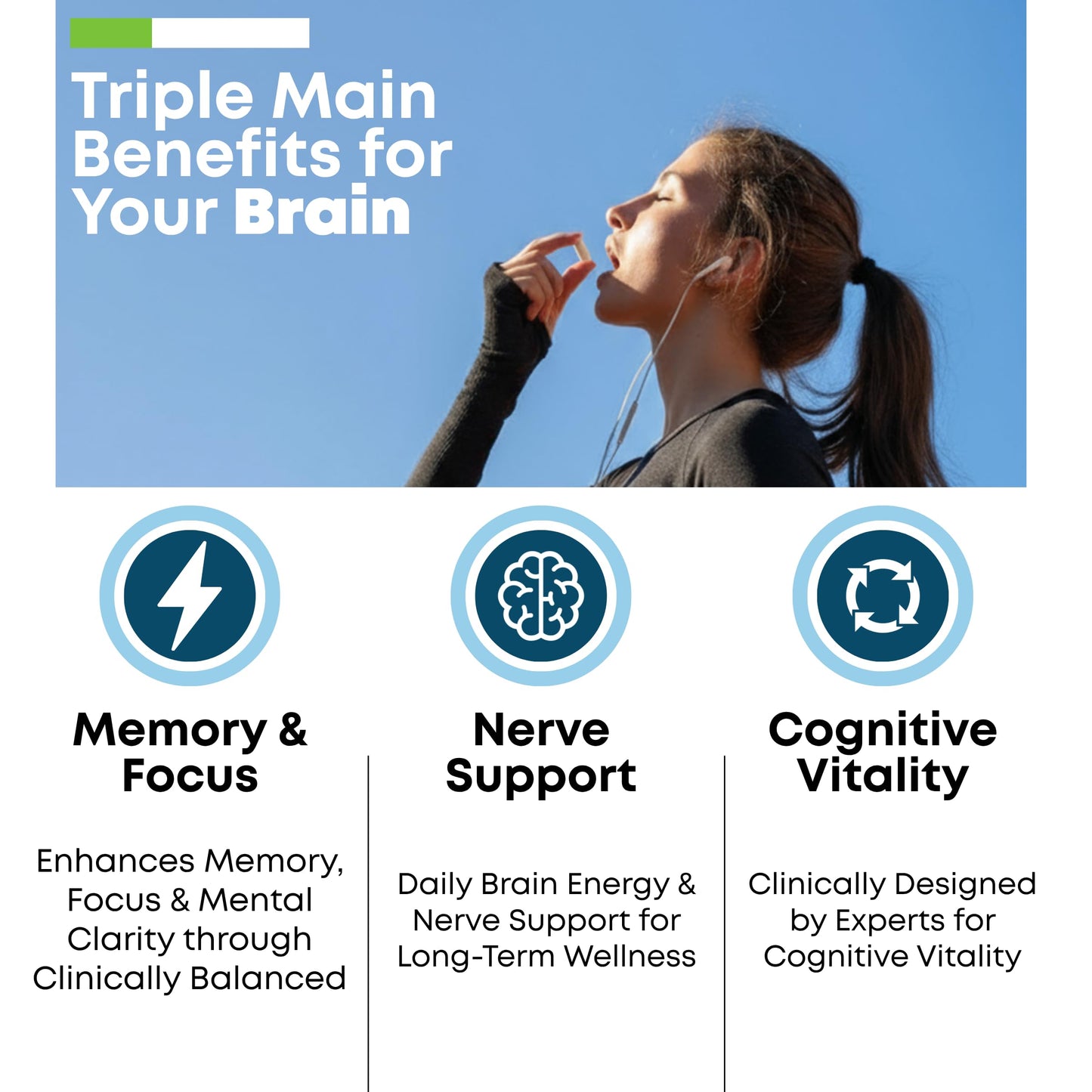 ONOTIC Brain Wellness Capsules with L-Methylfolate, NAC, Vitamin B12 for Memory & Focus, Vegan, Non-GMO, Gluten Free, 90 Capsules